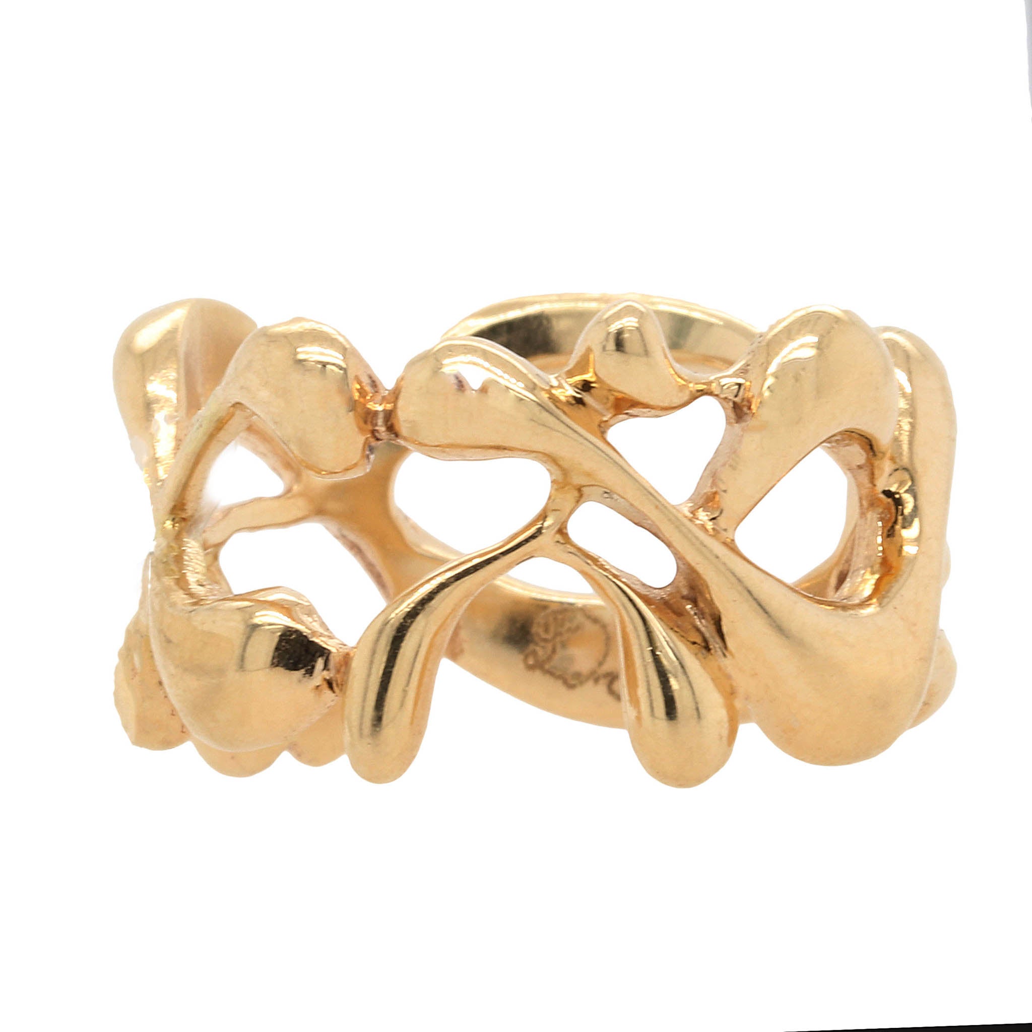 Handmade Abstract Openwork Yellow Gold Band Ring