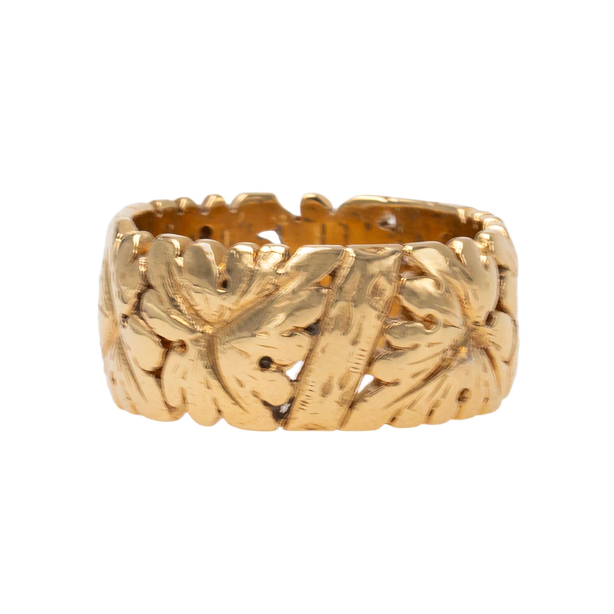 Engraved Leaf Motif Eternity Band