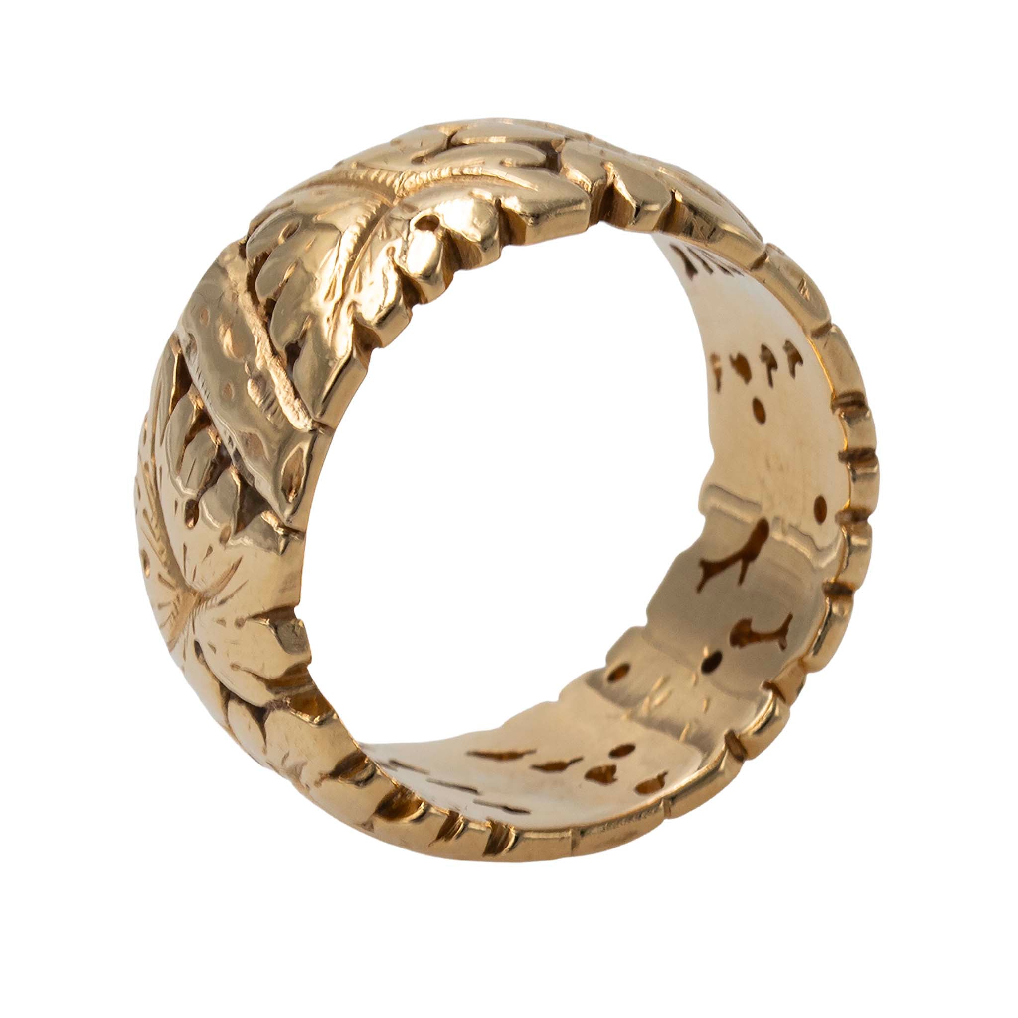 Engraved Leaf Motif Eternity Band