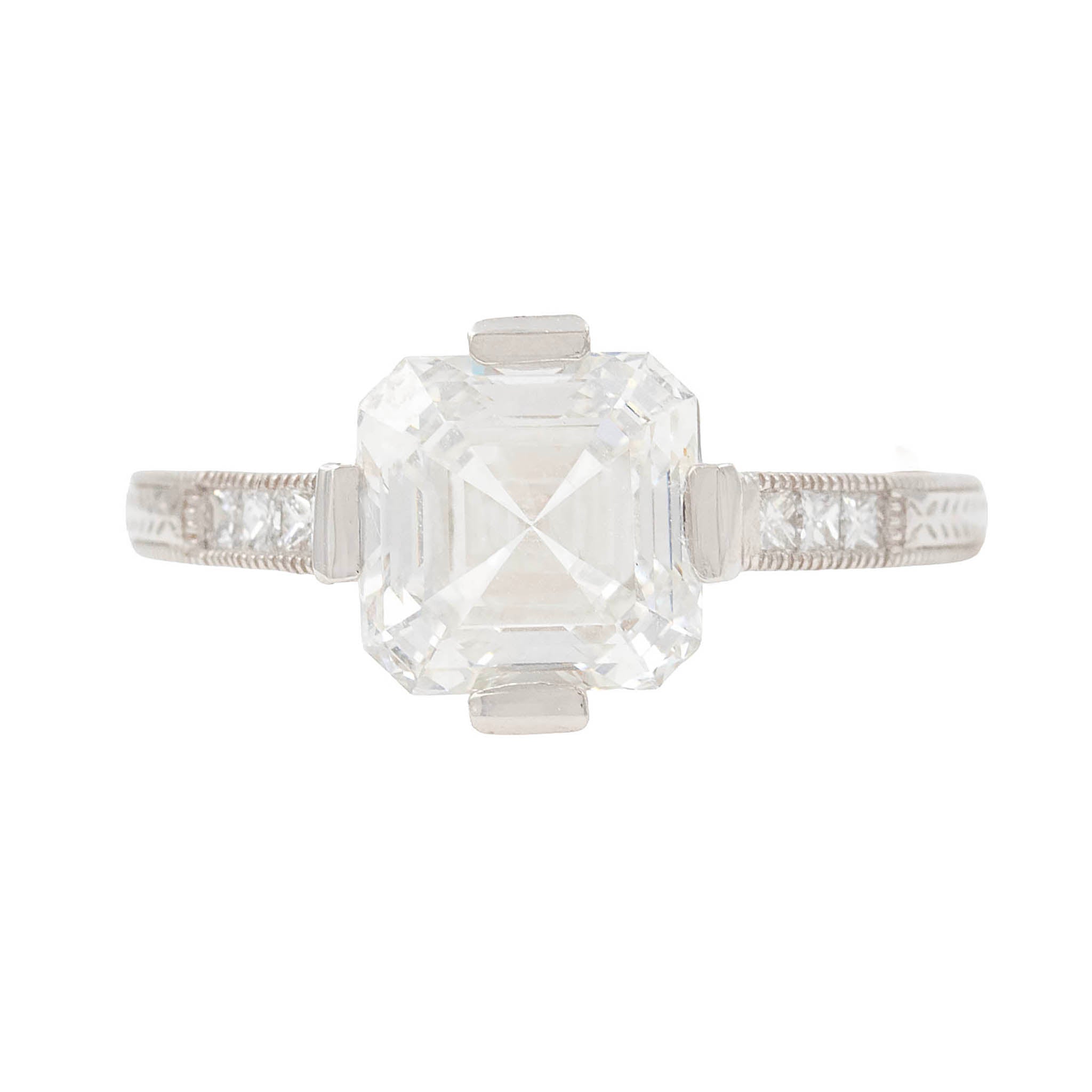 Asscher Cut Lab Grown Diamond Engagement Ring