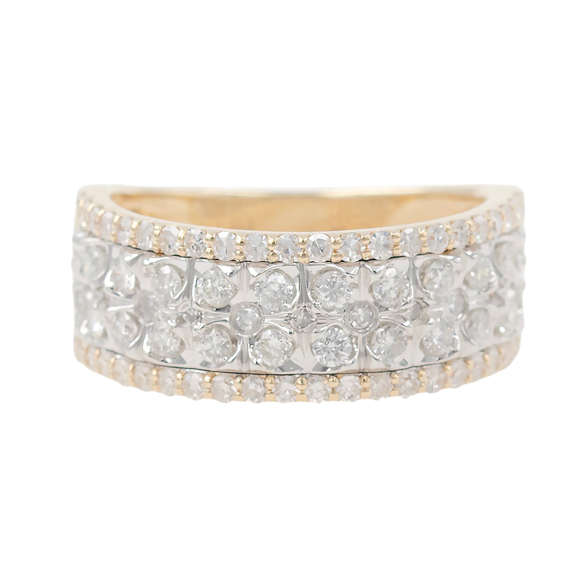 Two Tone Diamond Cluster Band
