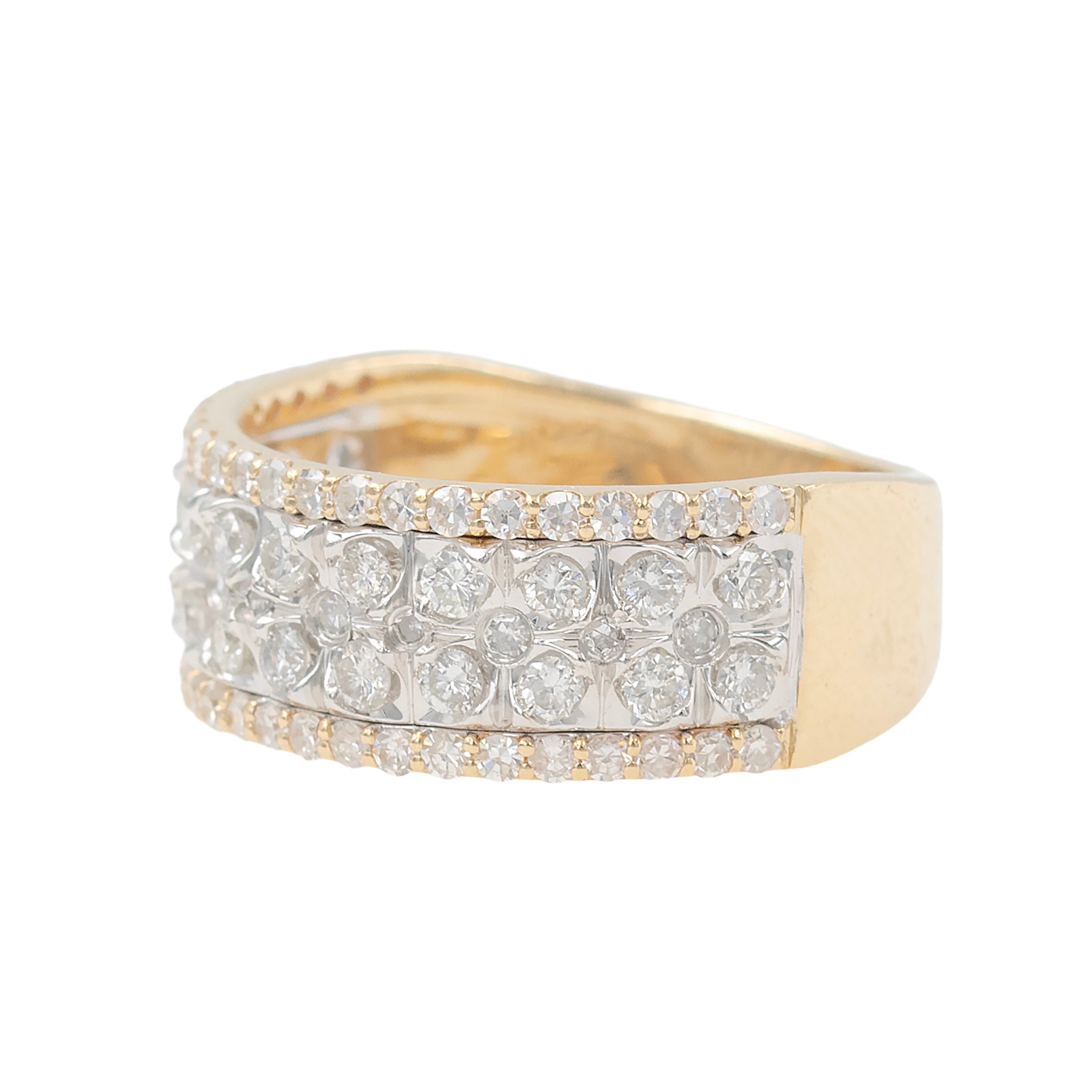 Two Tone Diamond Cluster Band