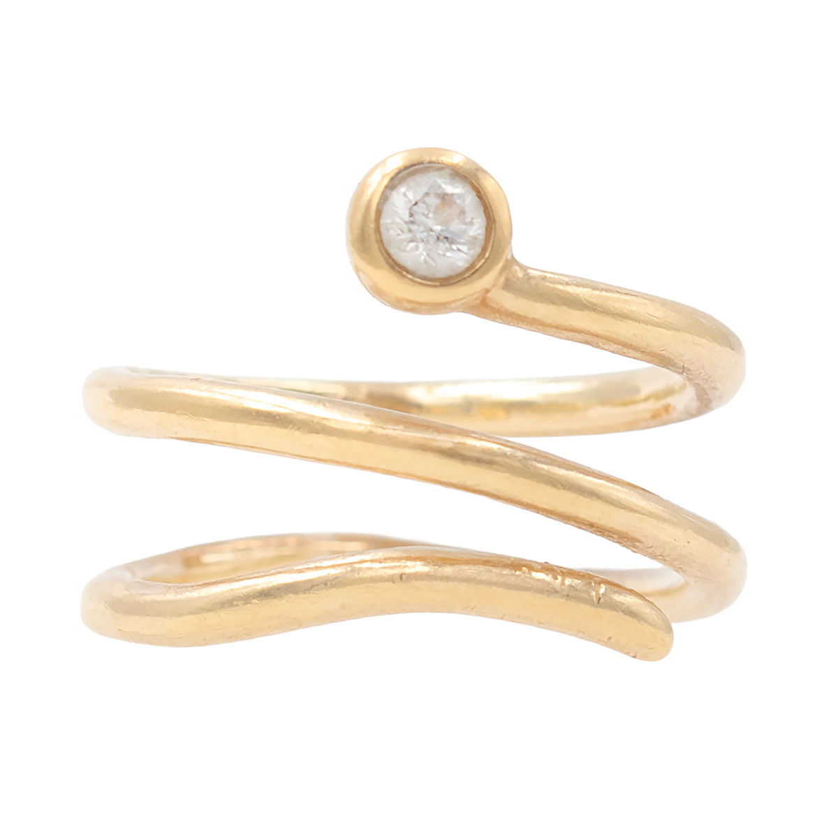 Coiling Abstract Snake Ring With Diamond