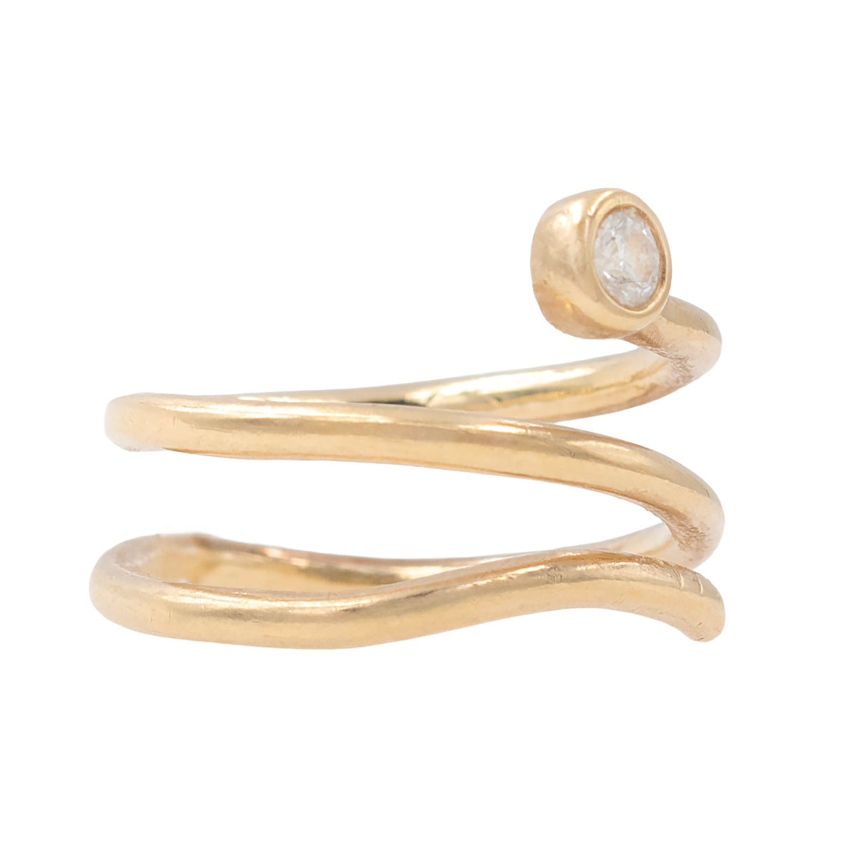 Coiling Abstract Snake Ring With Diamond