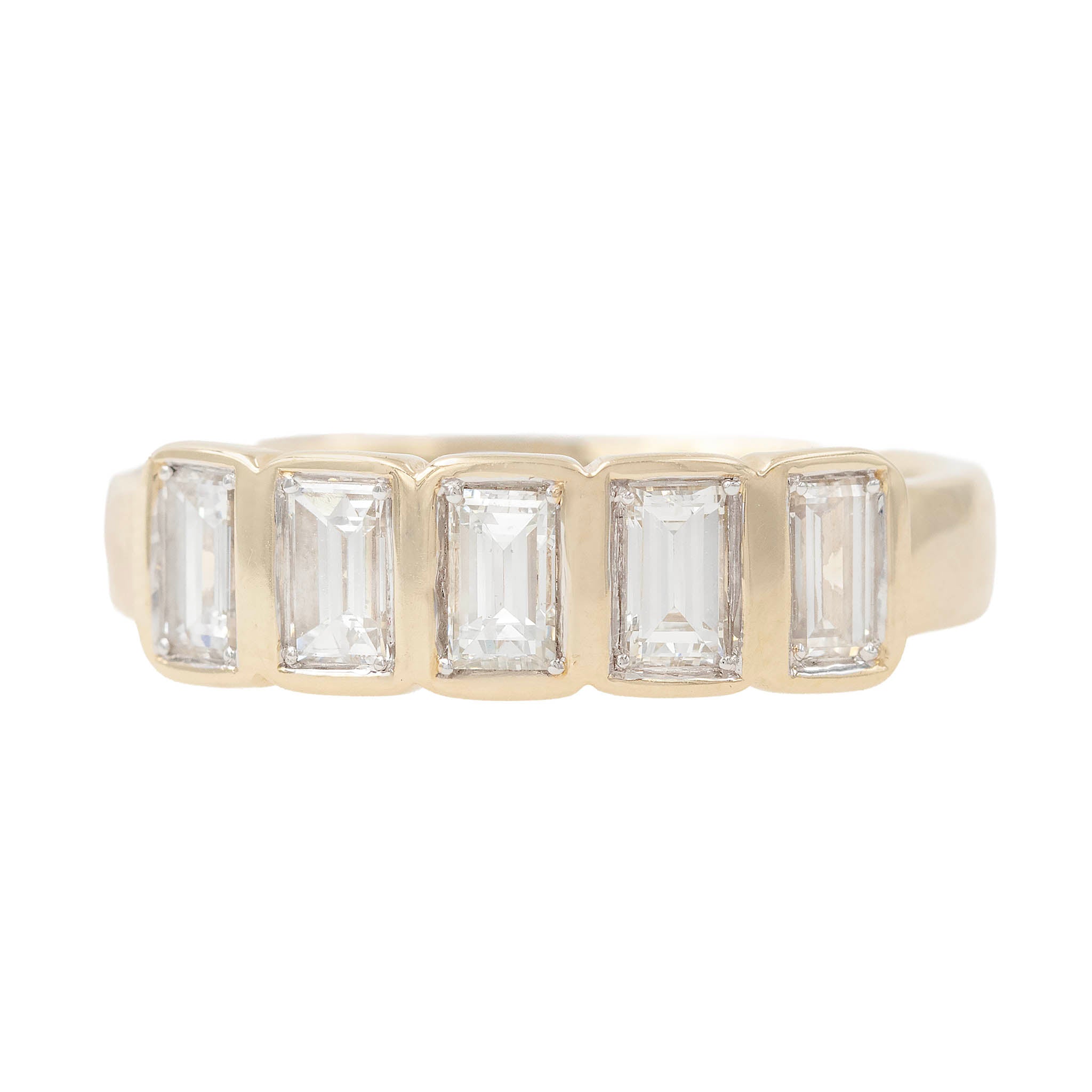 Bezel Set Emerald Cut Diamond Band Ring