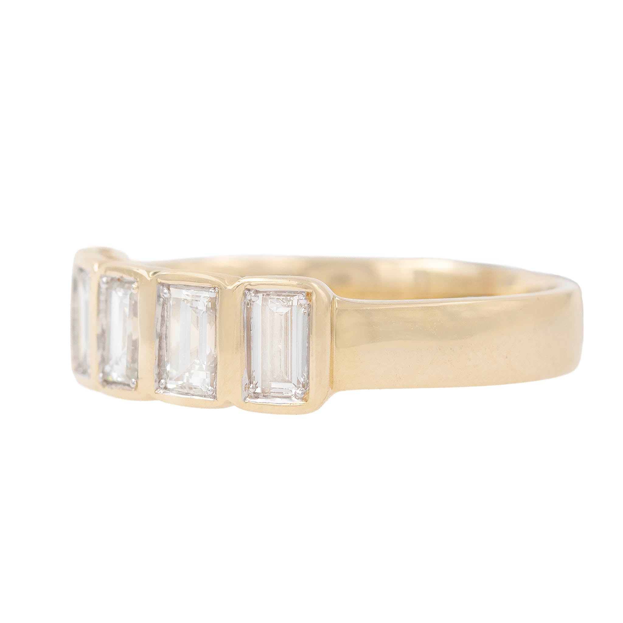 Bezel Set Emerald Cut Diamond Band Ring