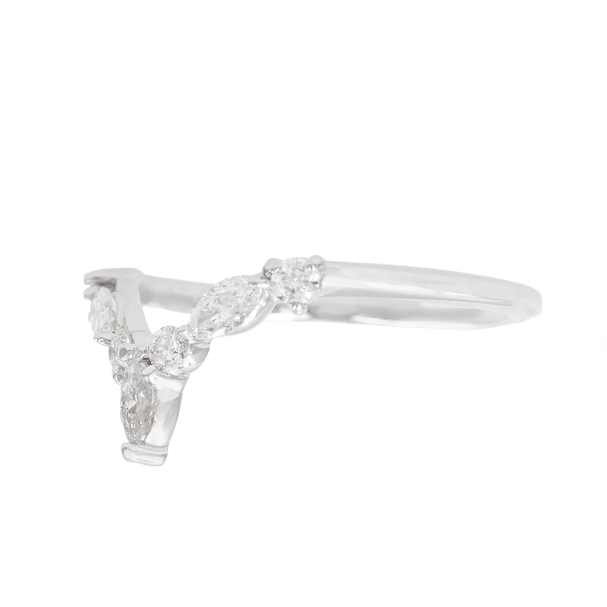 Round And Marquise Diamond V Band