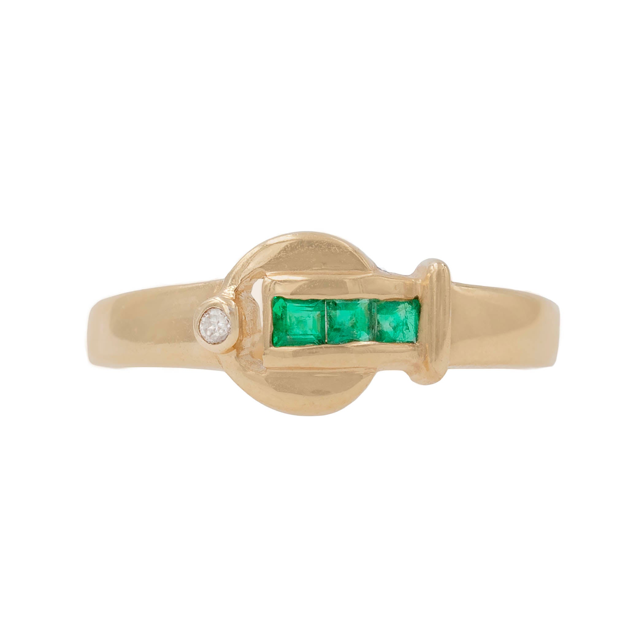Emerald And Diamond Buckle Ring