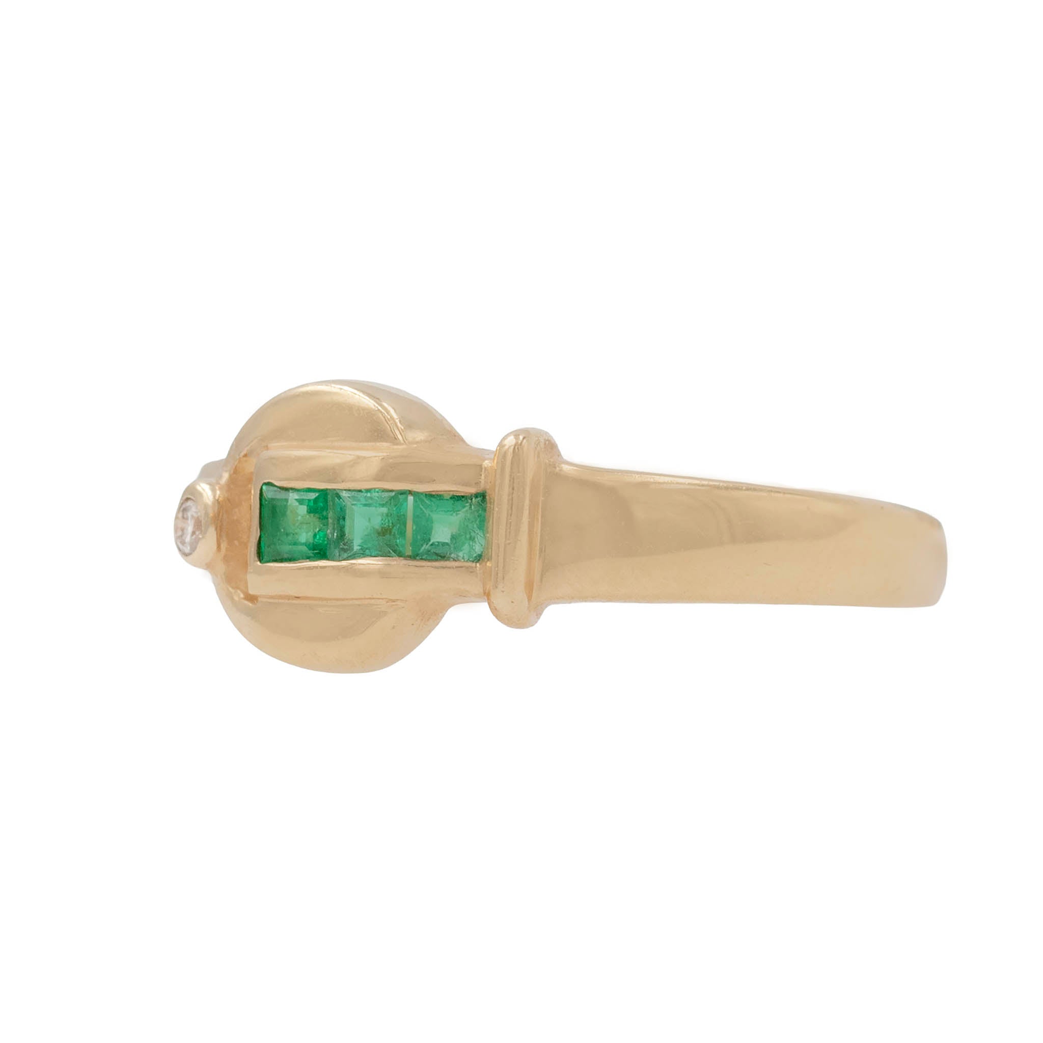 Emerald And Diamond Buckle Ring