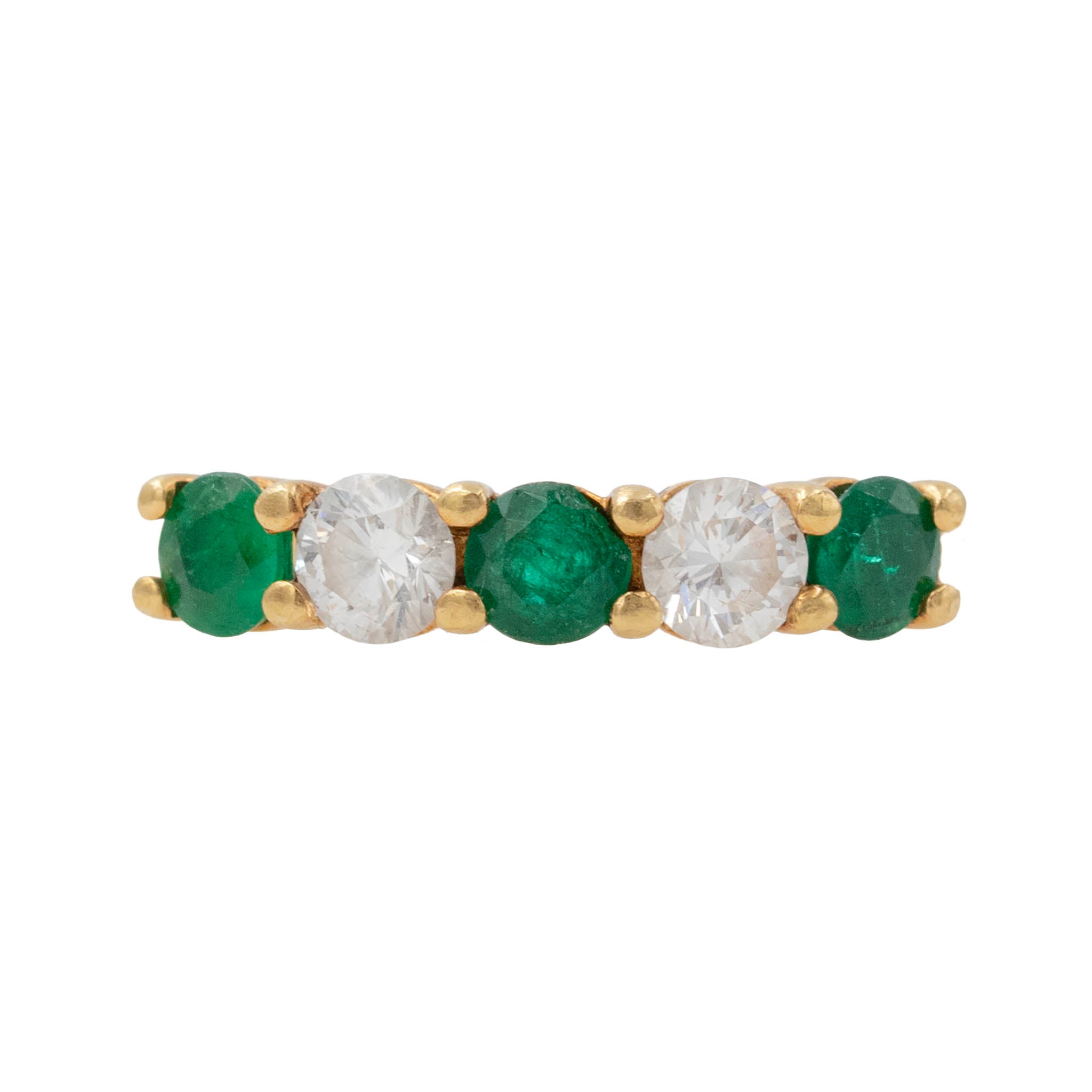 Round Emerald And Diamond Band In 18k Gold