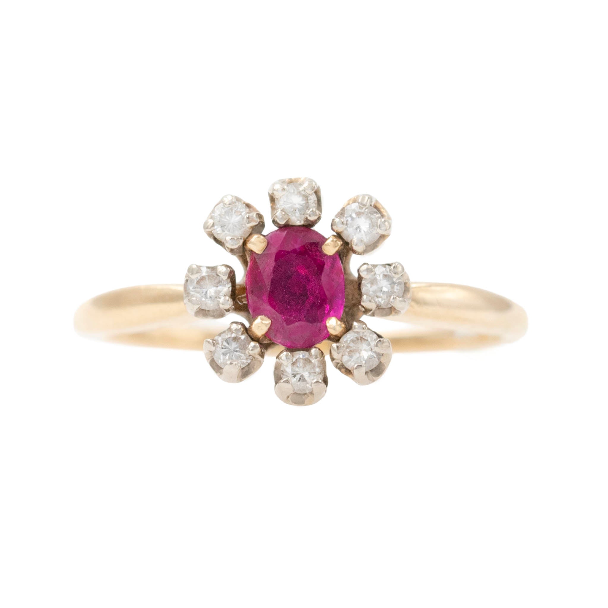 Oval Ruby With Diamond Halo Ring