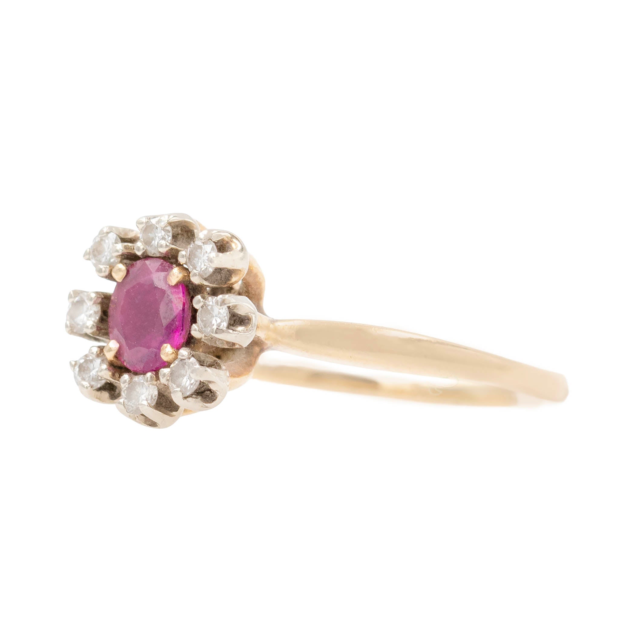 Oval Ruby With Diamond Halo Ring