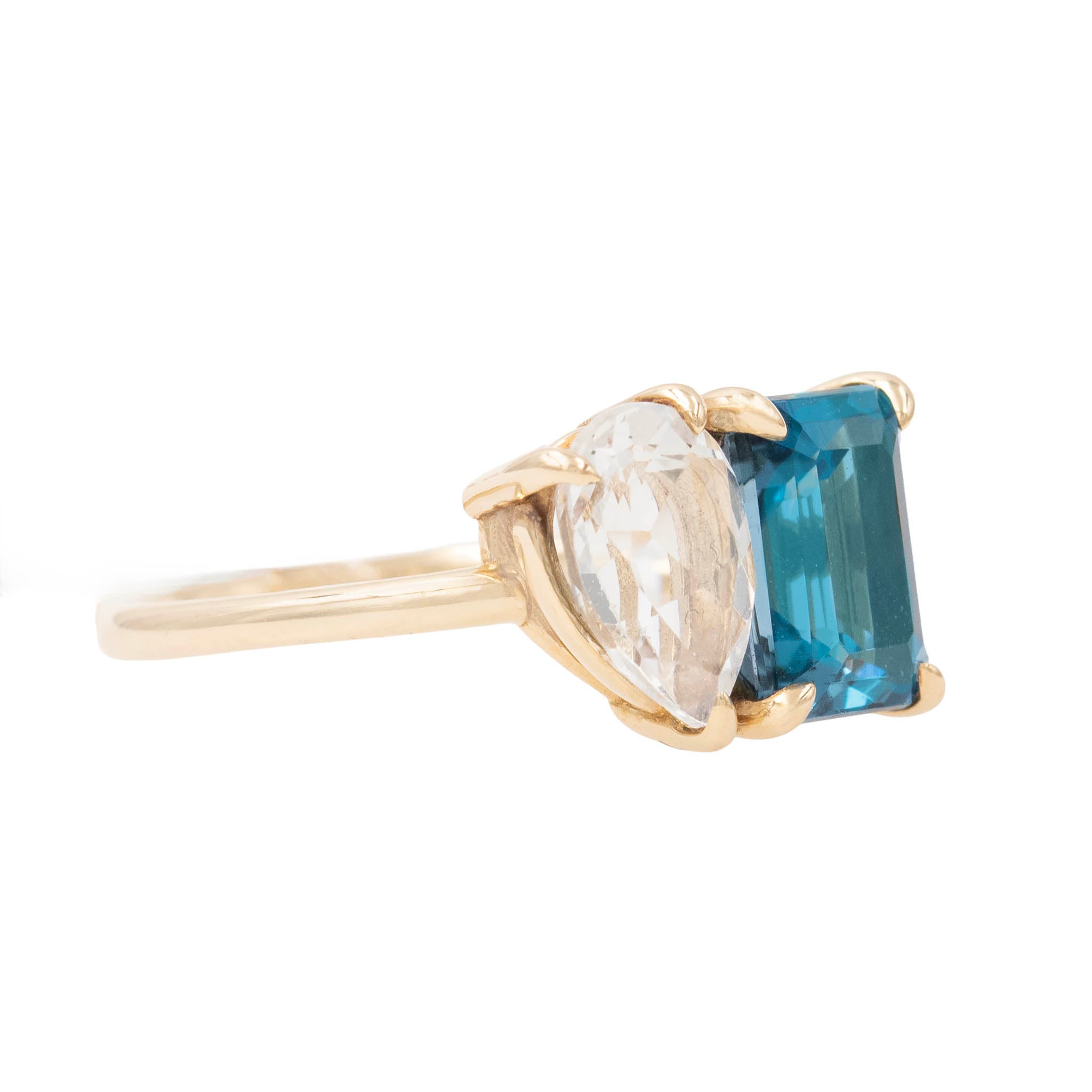 Toi Et Moi Large White And Blue Topaz Ring