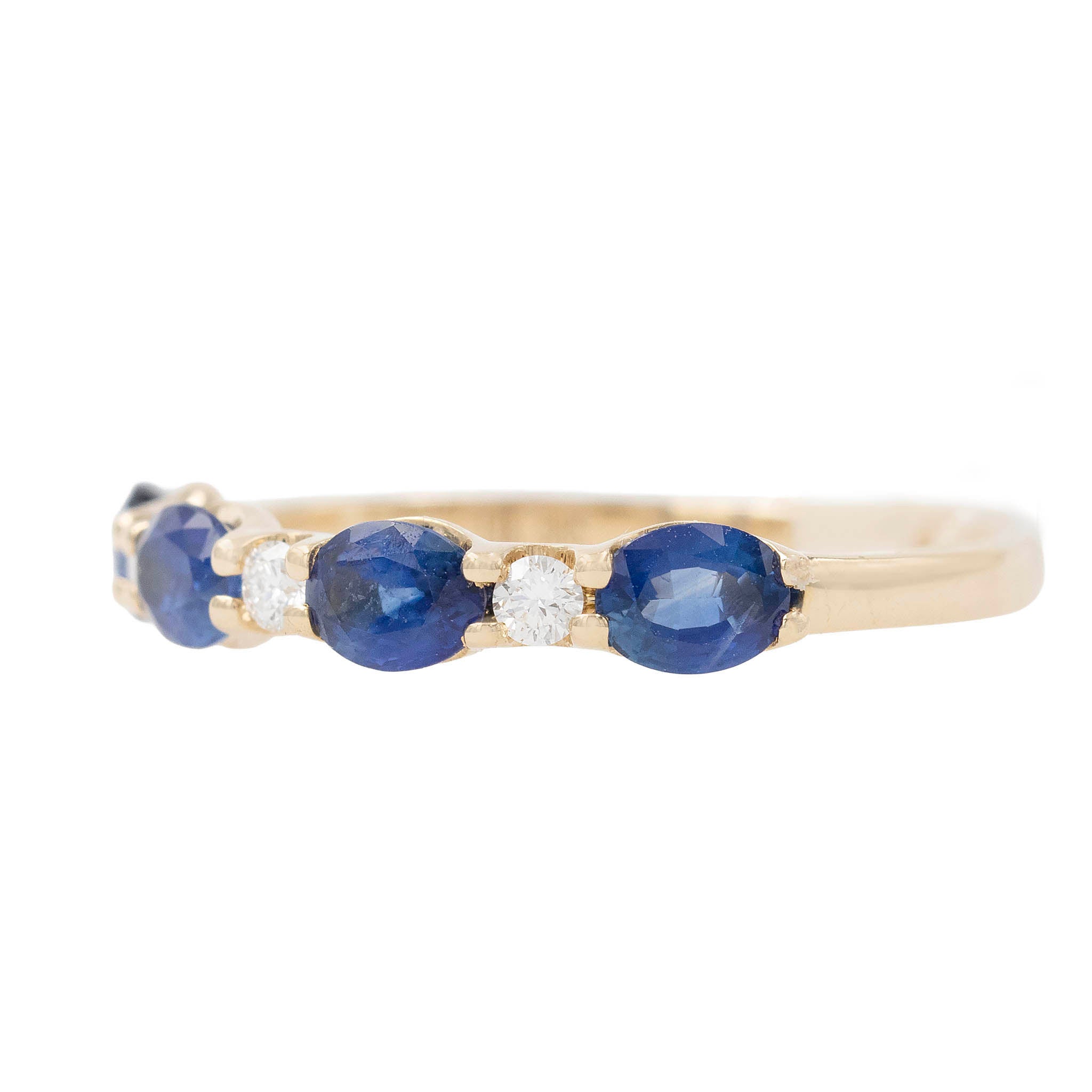 Alternating Oval Sapphire And Round Diamond Band Ring