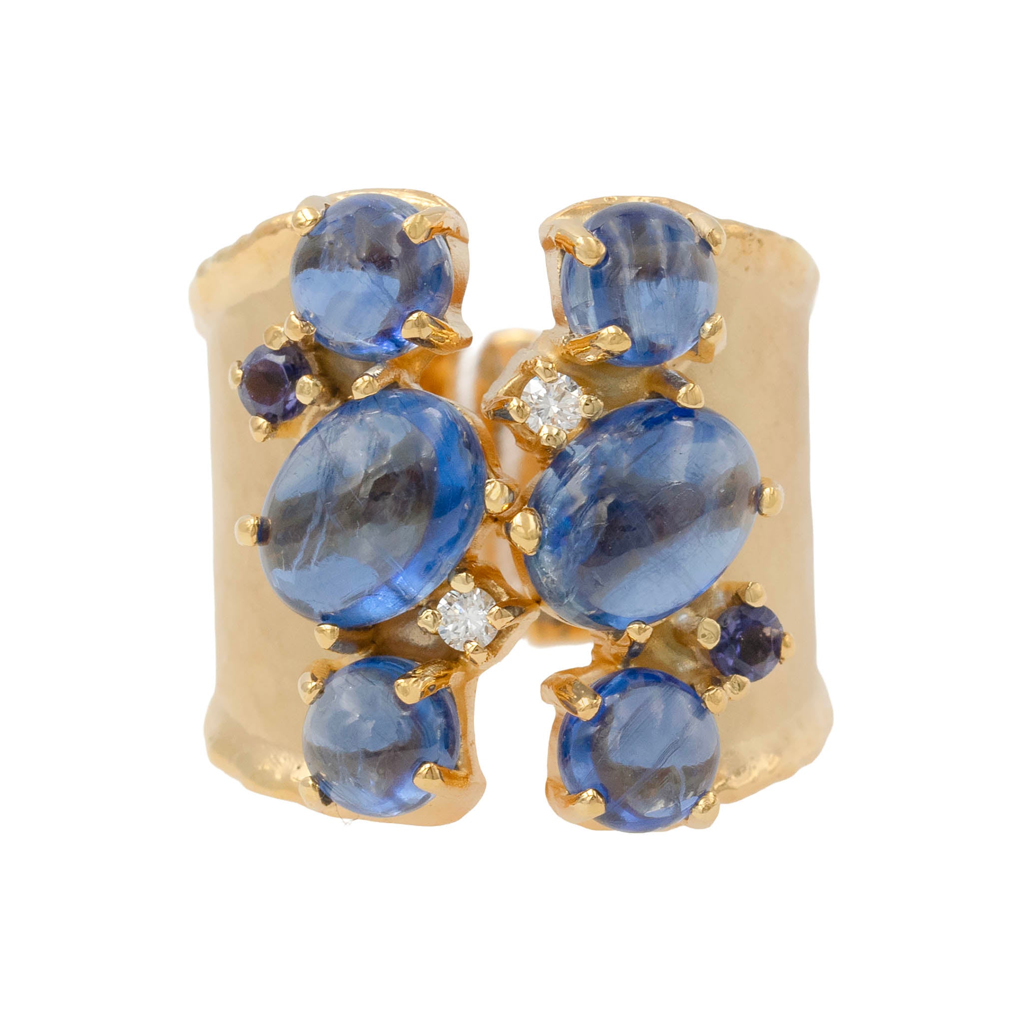 Kyanite Sapphire And Diamond Extra Wide Band