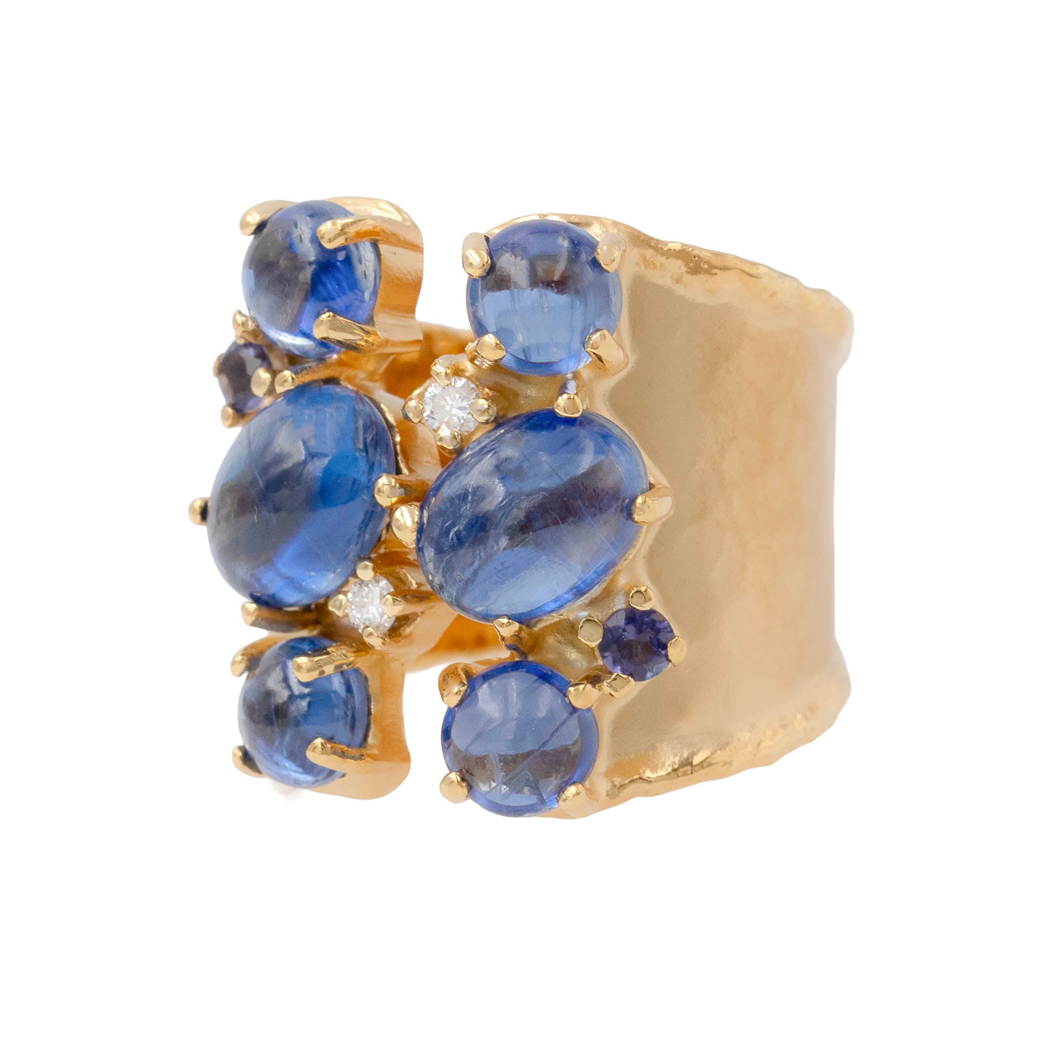 Kyanite Sapphire And Diamond Extra Wide Band