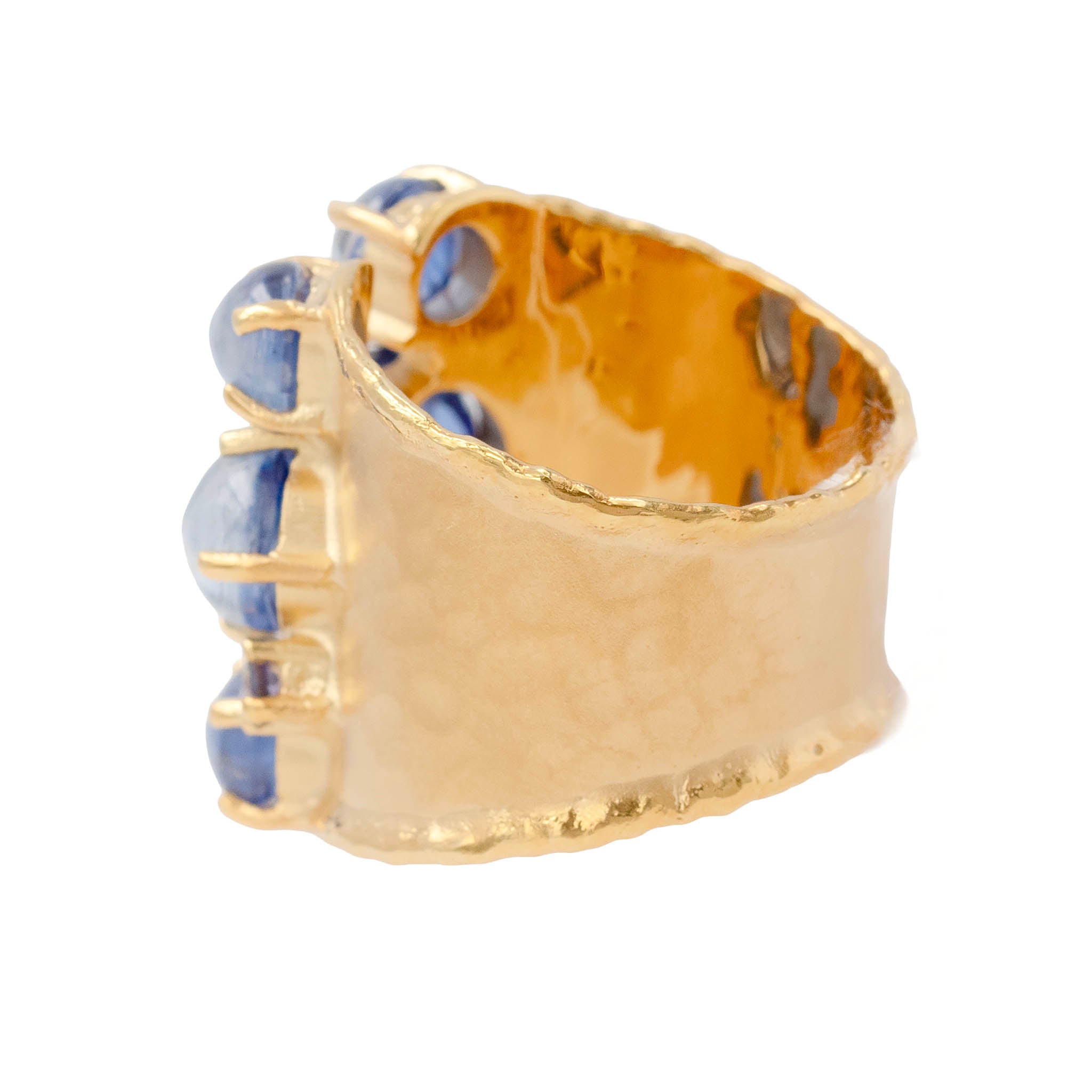 Kyanite Sapphire And Diamond Extra Wide Band