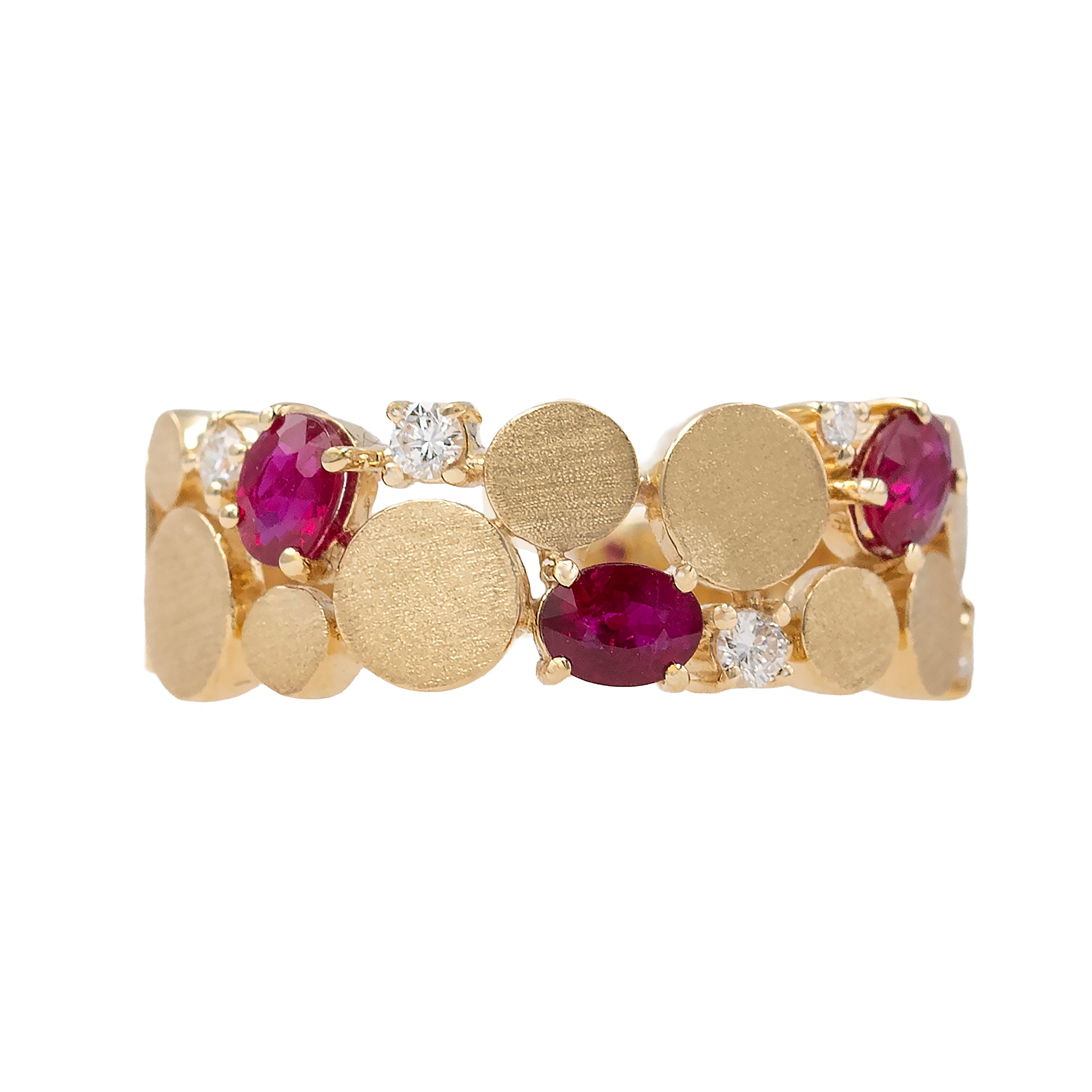 Ruby And Diamond Nugget Band Ring