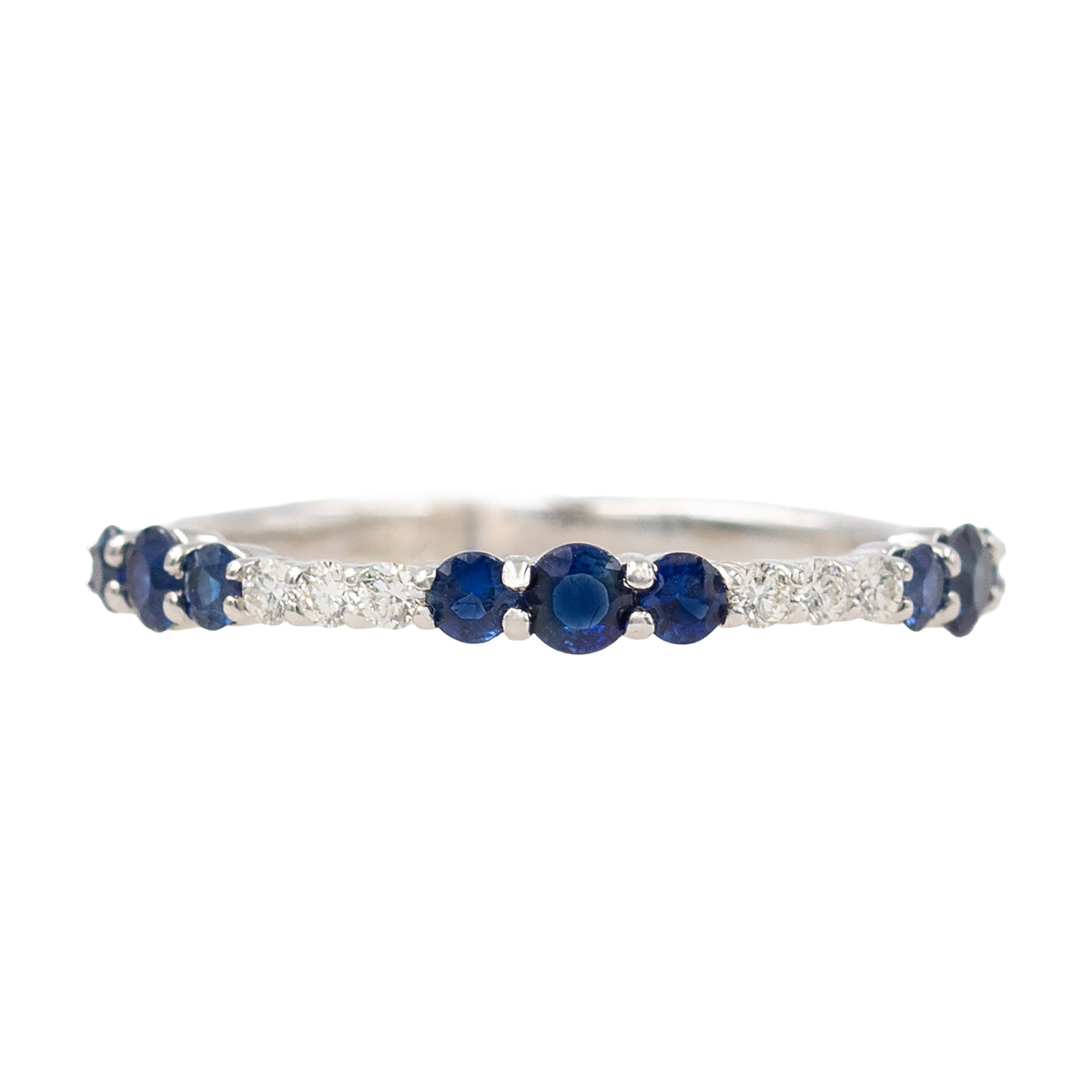 Round Sapphire Clusters And Diamond Band