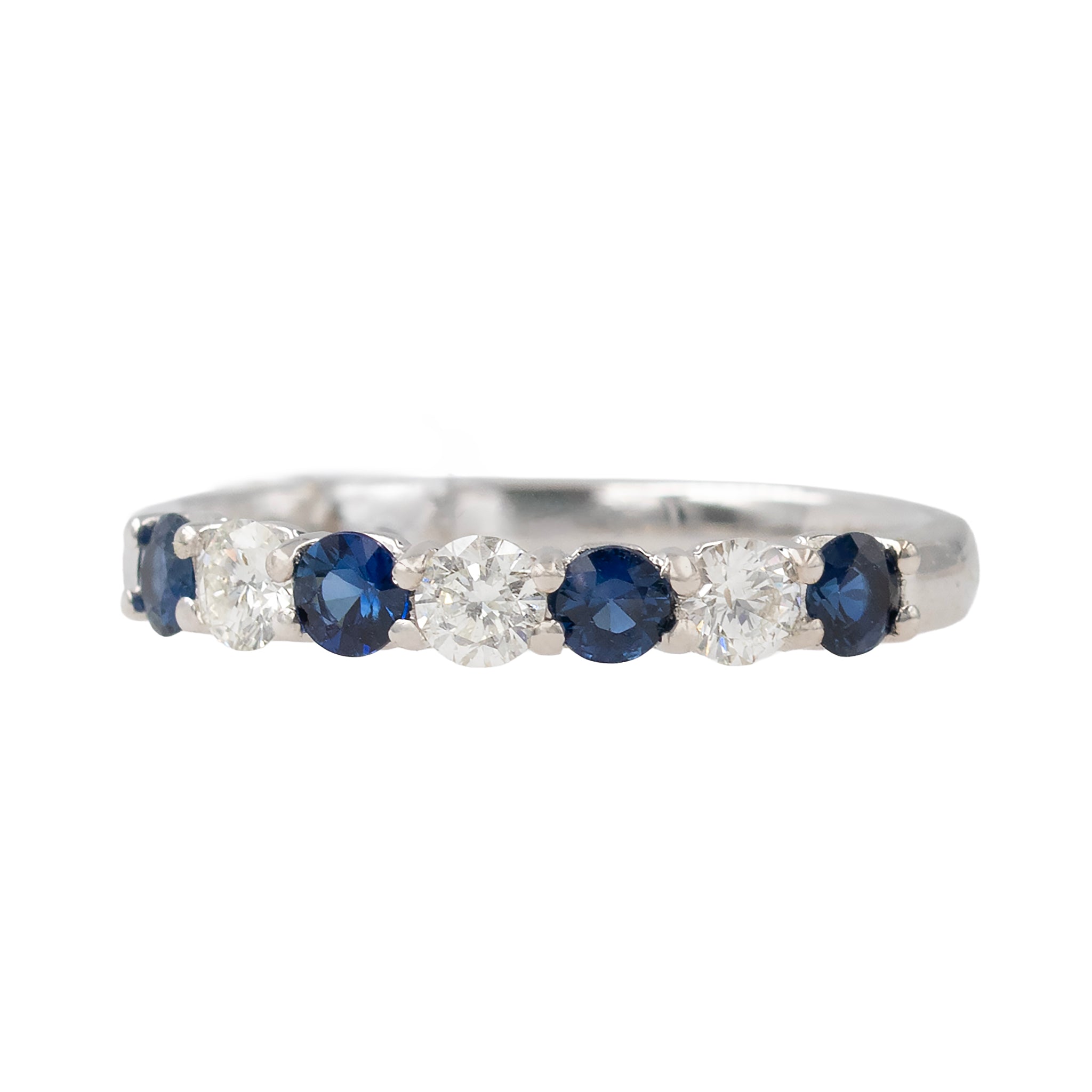 Alternating Sapphire And Diamond Band Ring