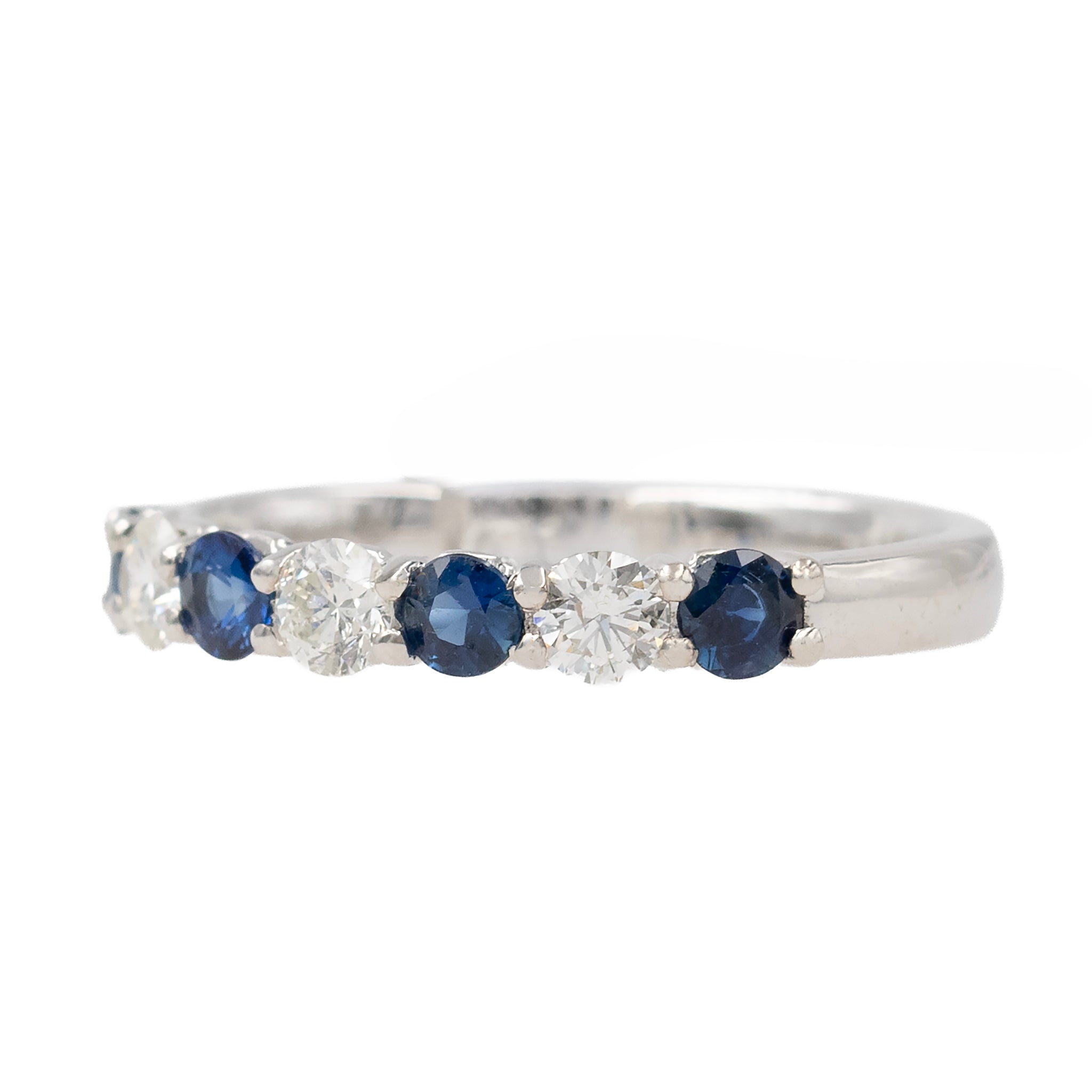 Alternating Sapphire And Diamond Band Ring