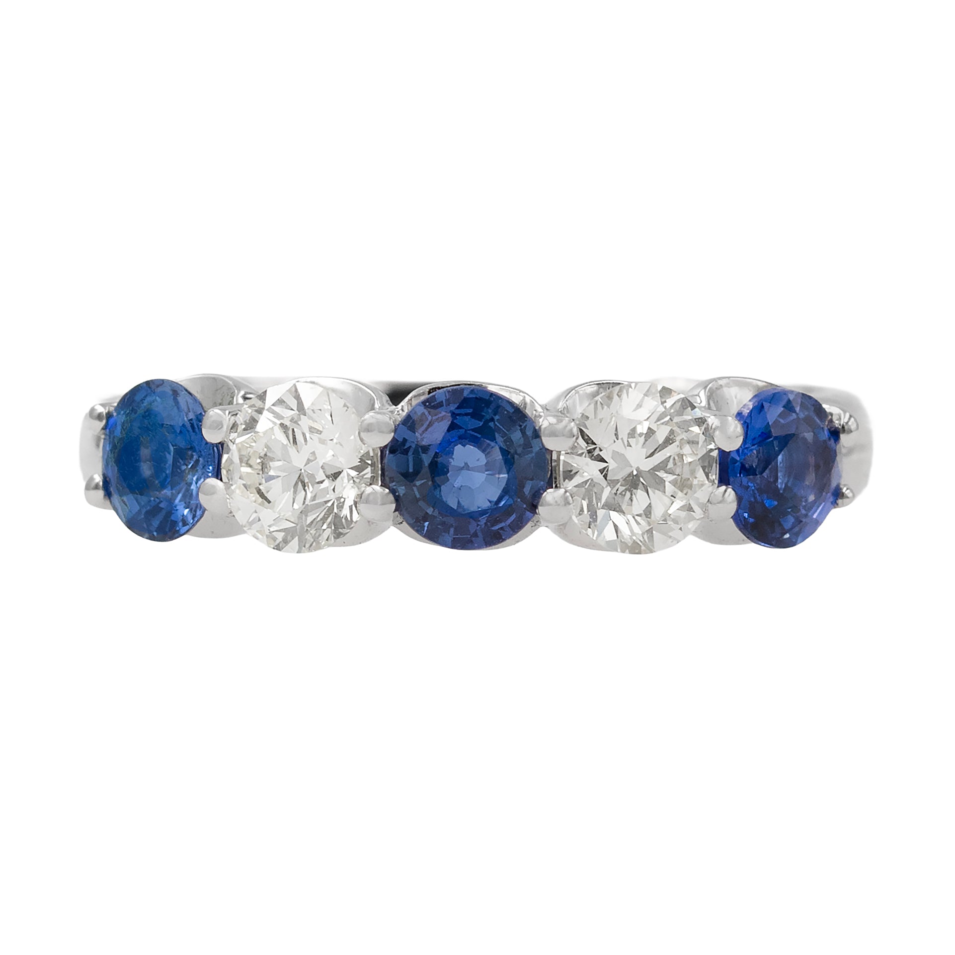 Sapphire And Diamond Five Stone Band Ring