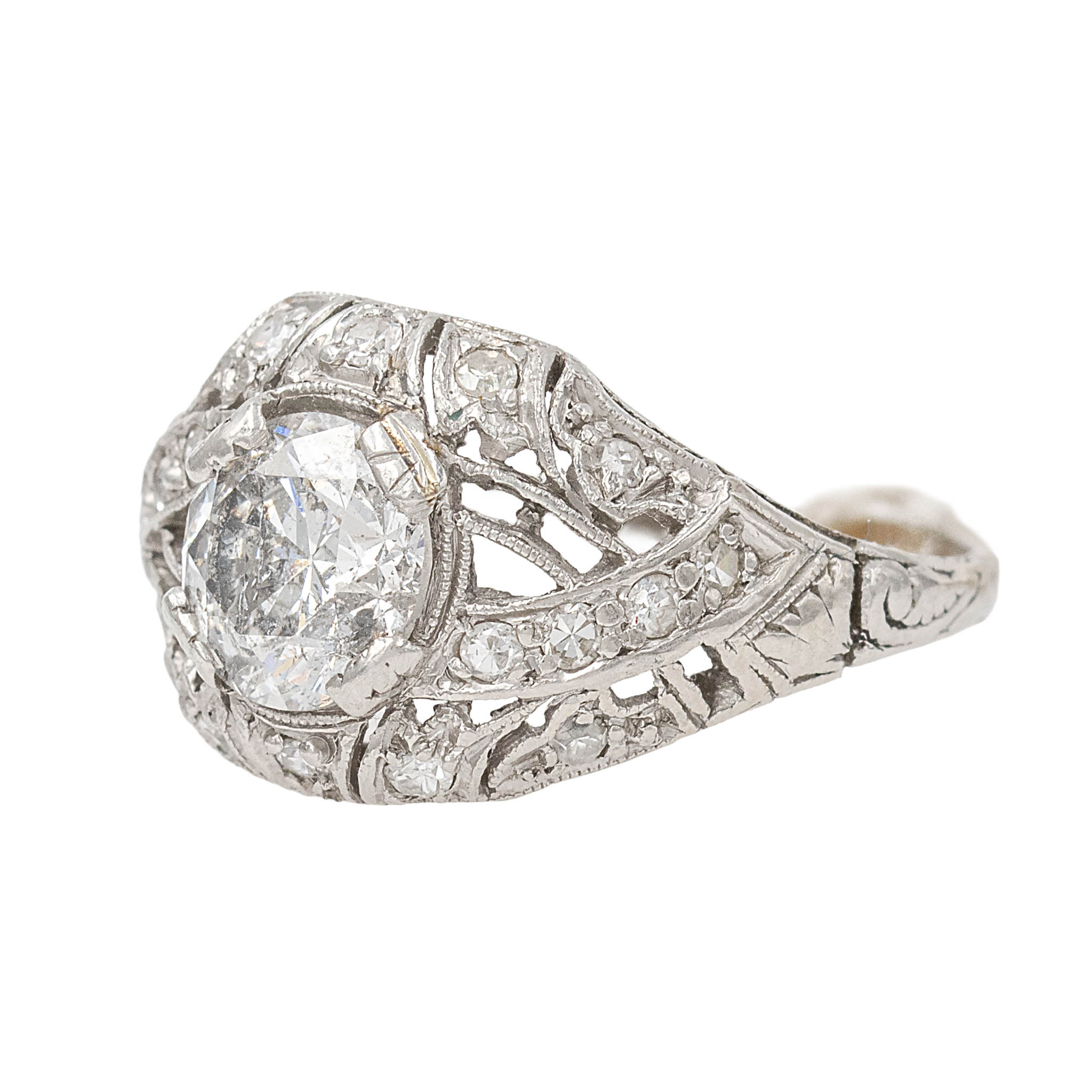 Round Diamond Domed Estate Ring