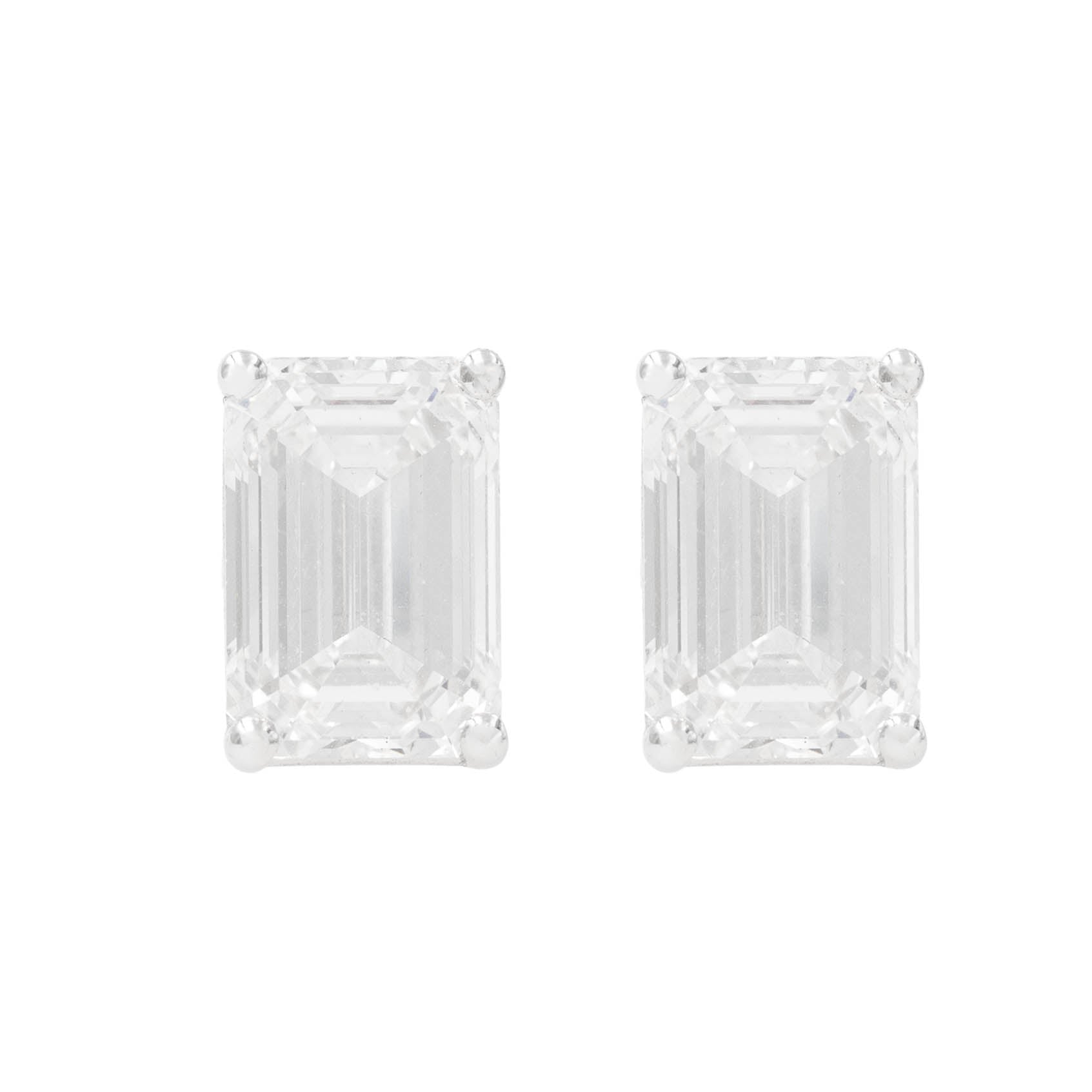 Large Emerald Cut Lab Grown Diamond Stud Earrings