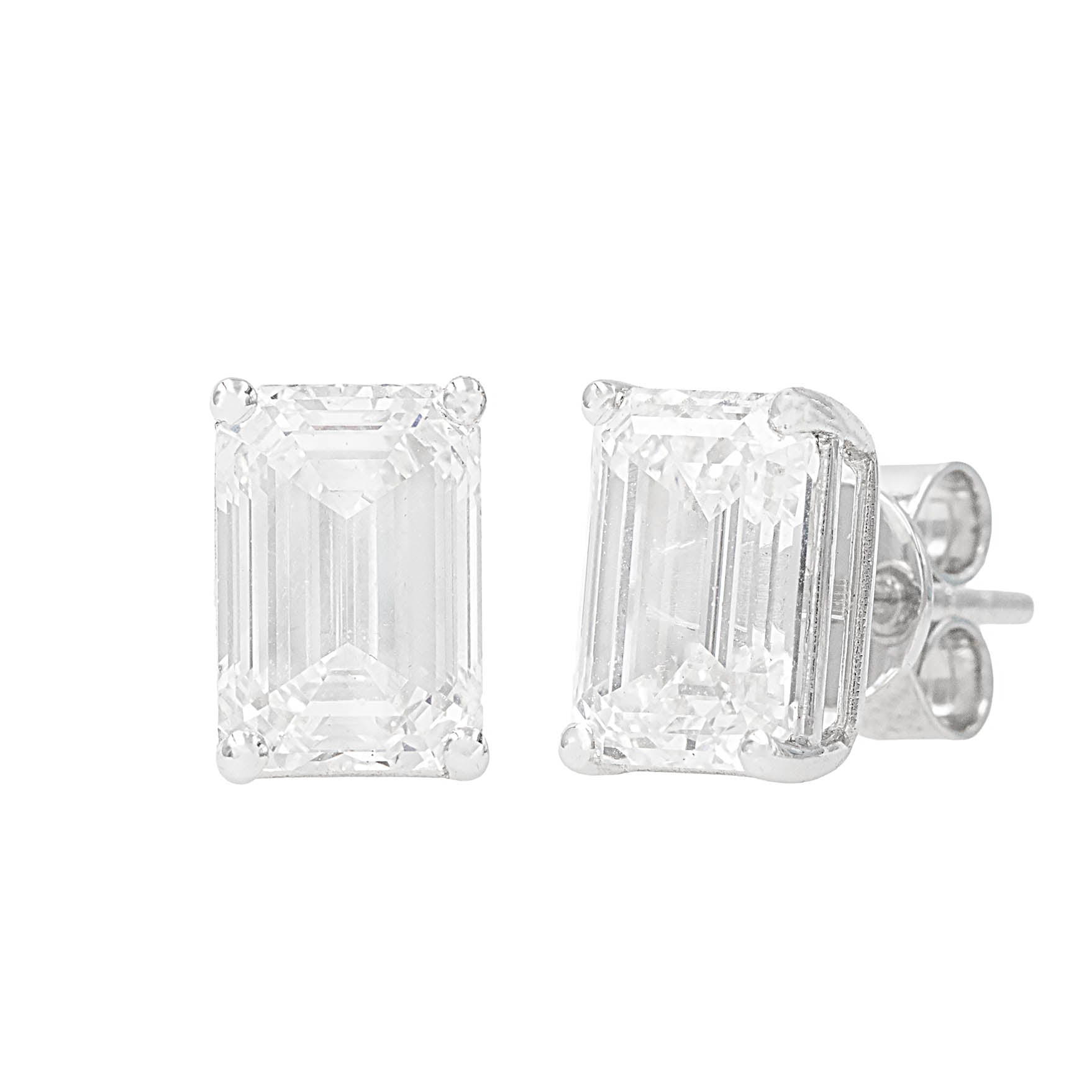 Large Emerald Cut Lab Grown Diamond Stud Earrings