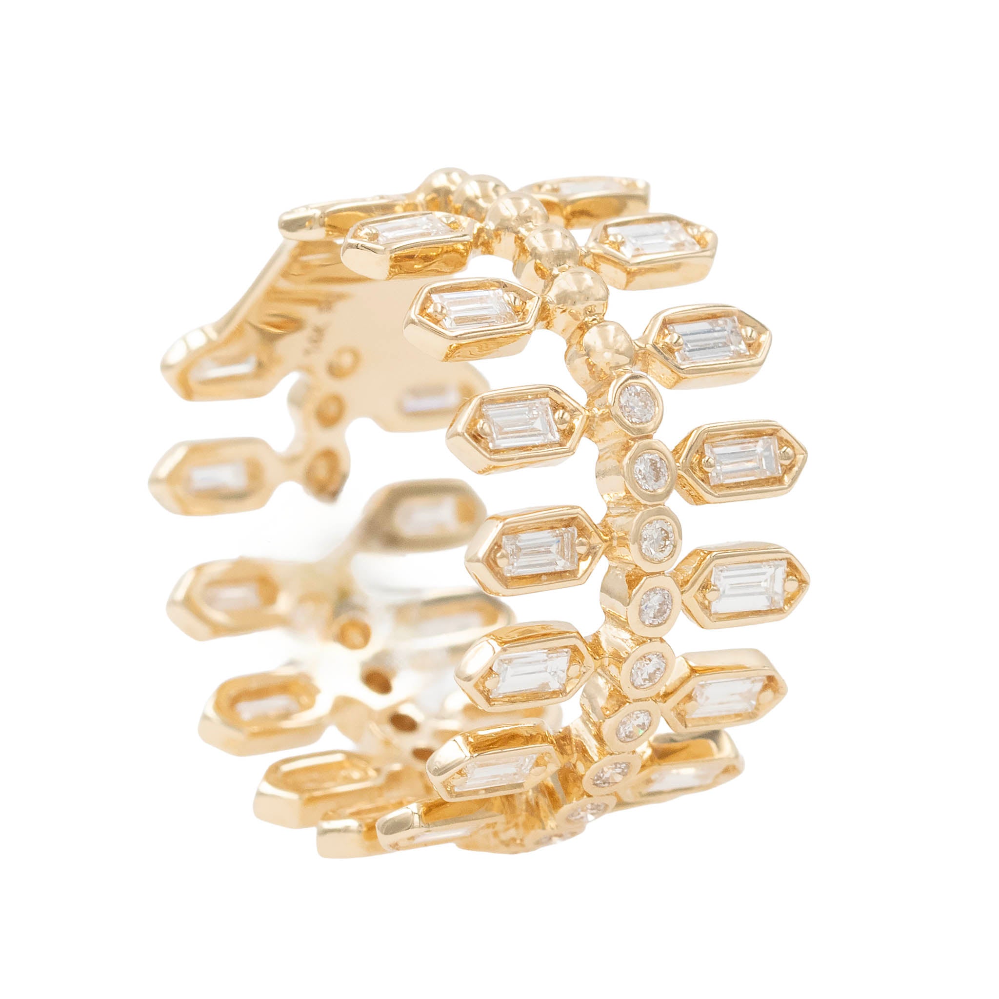 Wide Openwork Baguette Diamond Band Ring