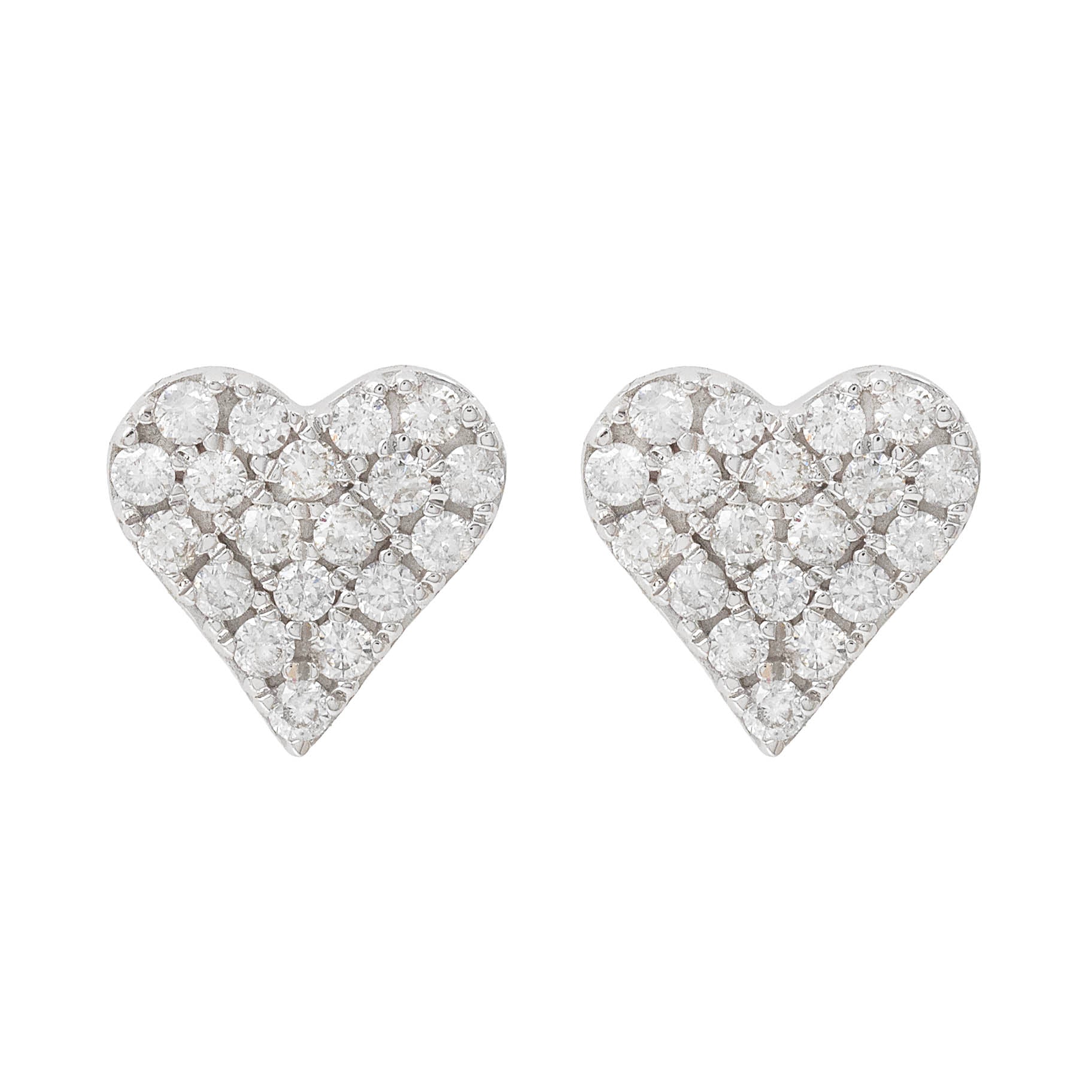 Pave Diamond Heart Stud Earrings
