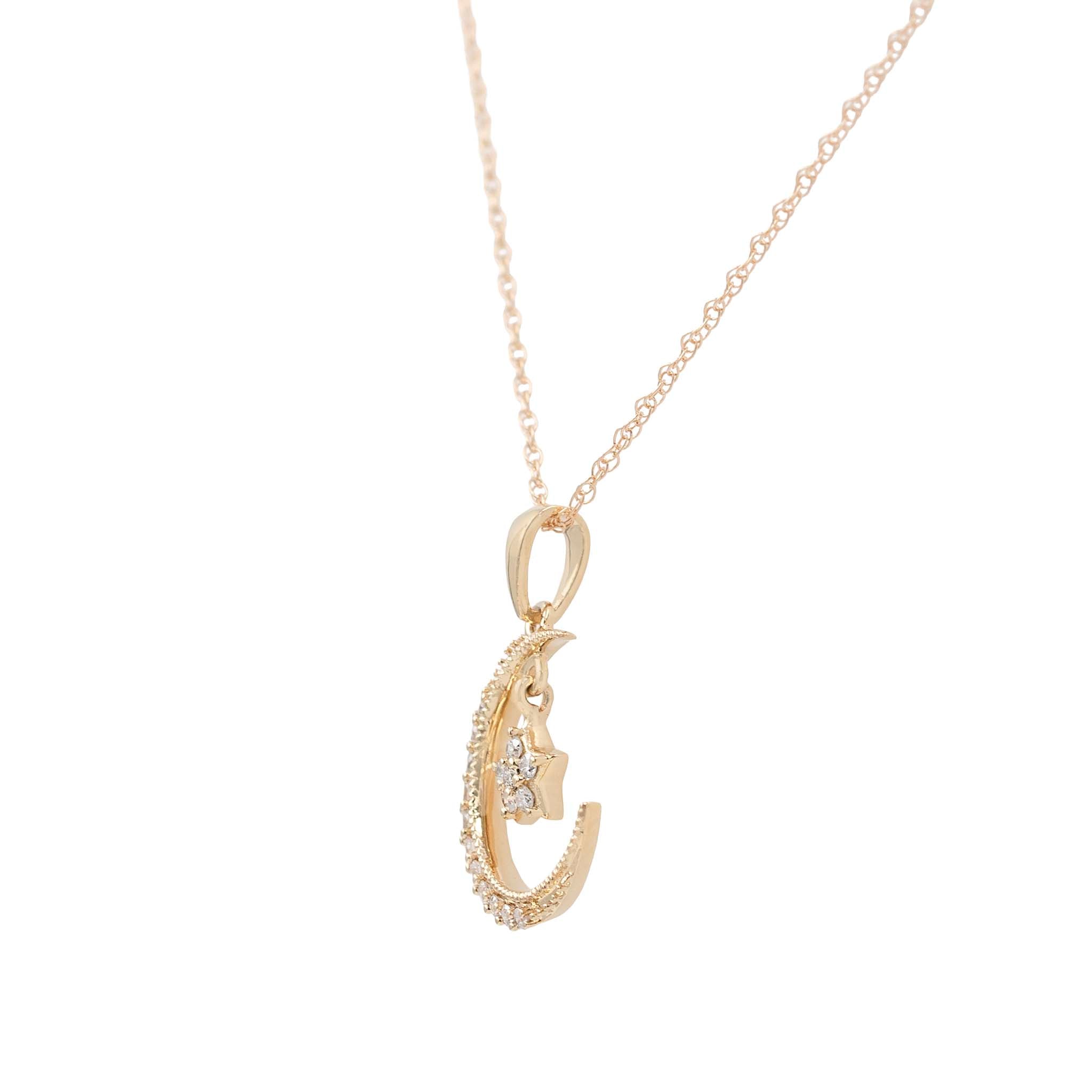 Diamond Moon And Star Pendant