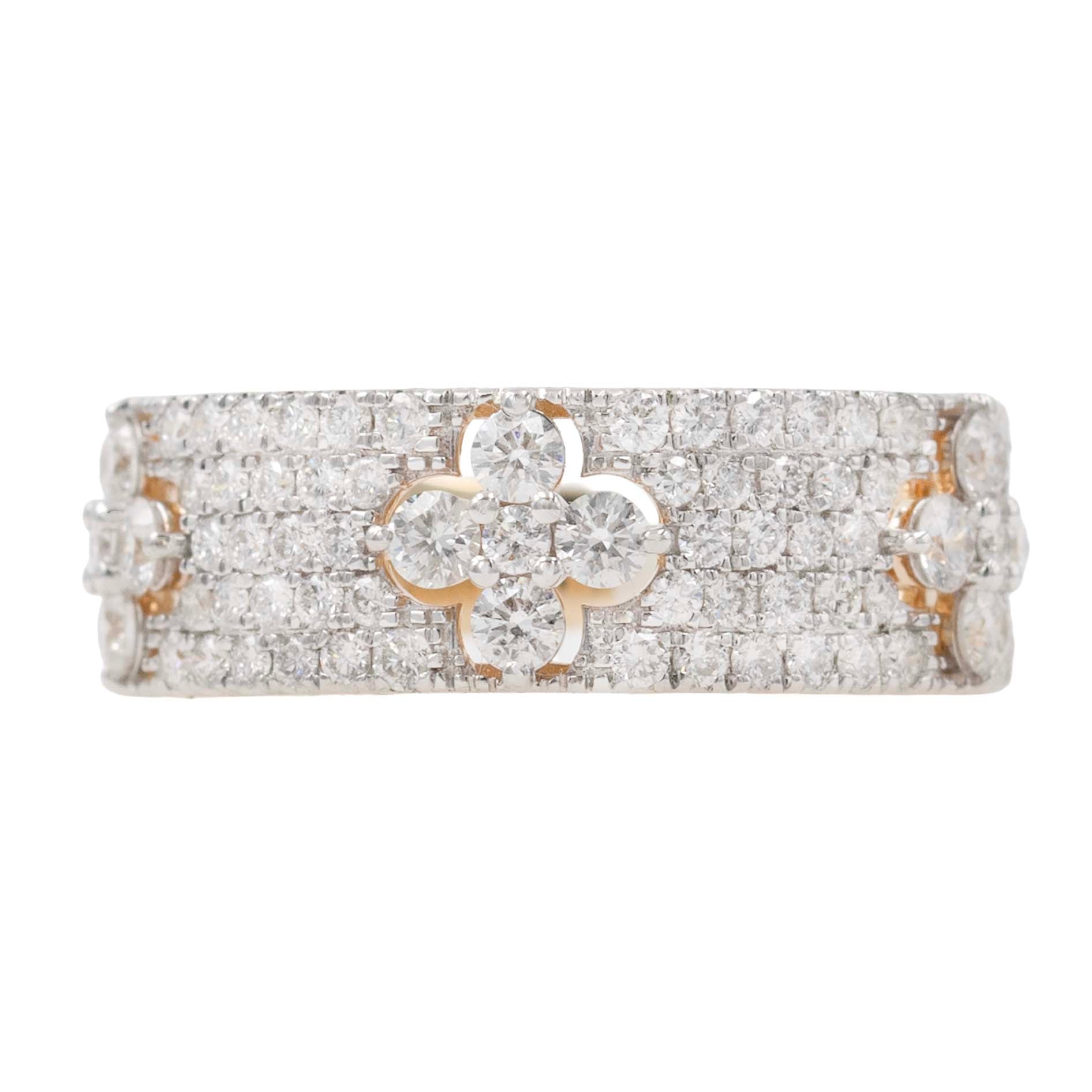 Wide Pave Diamond Band With Cutout Clover