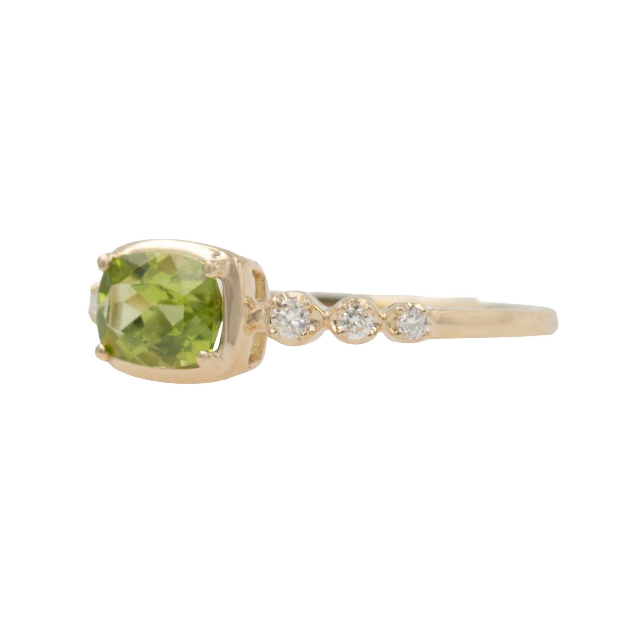 Peridot Ring With Side Diamonds