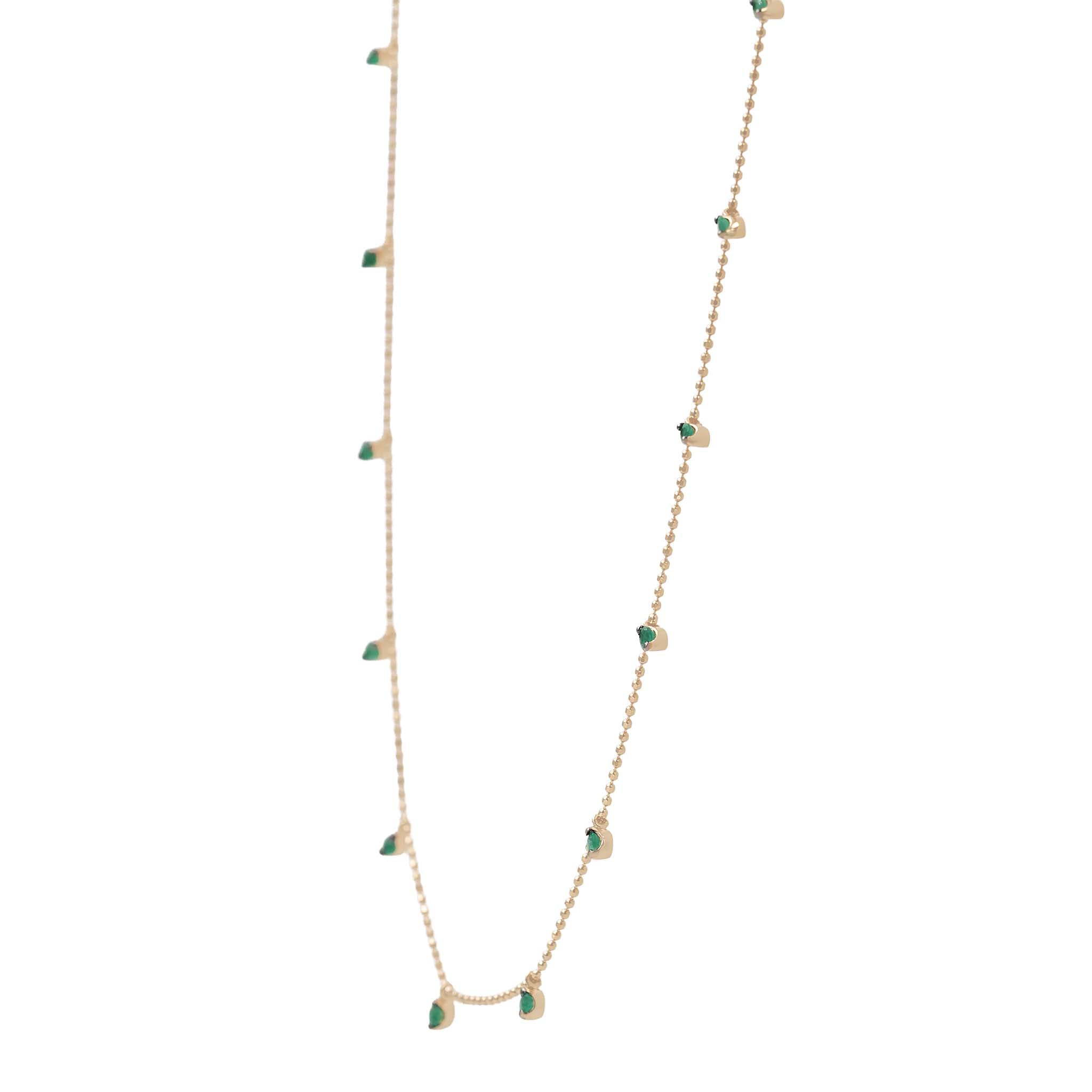 Emerald Drop Necklace On Beaded Chain