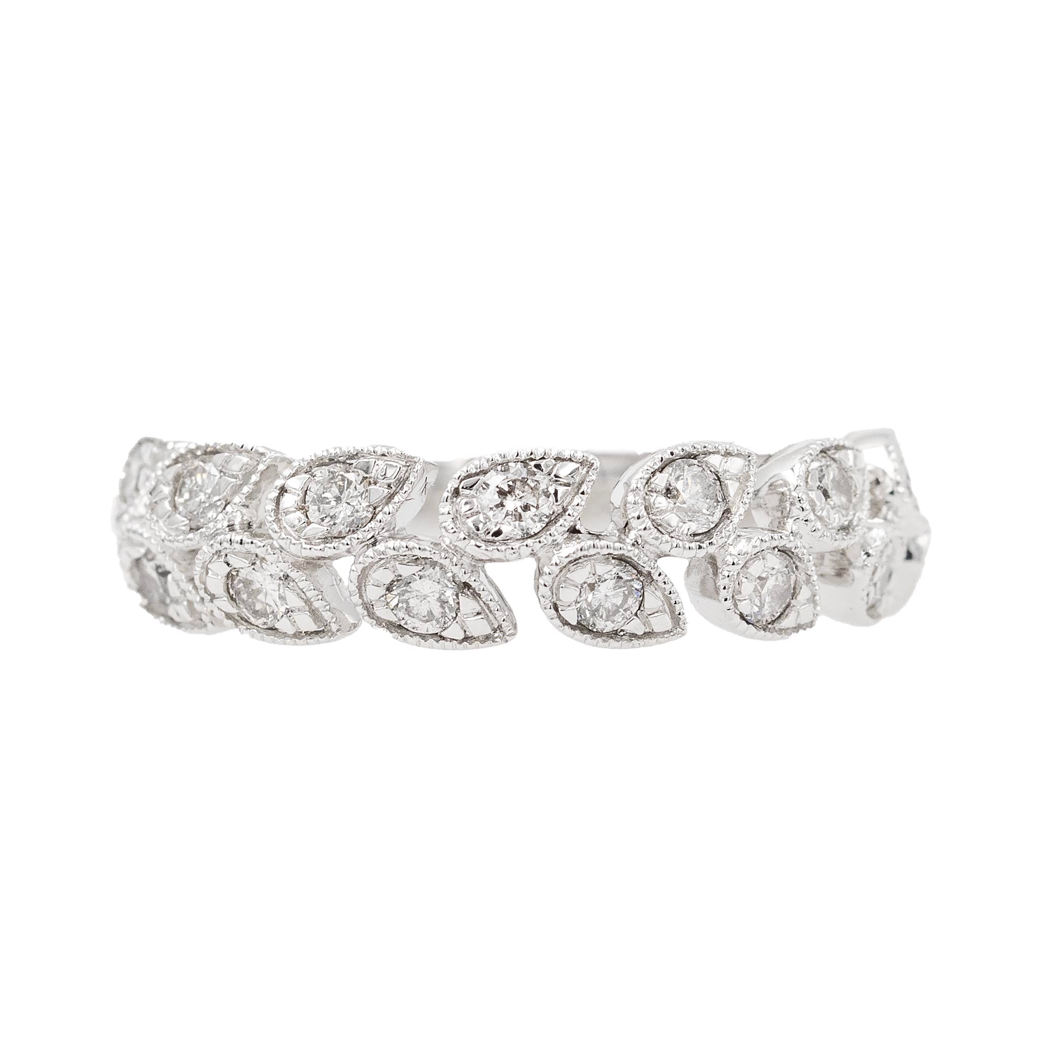 Diamond Petal Band In White Gold