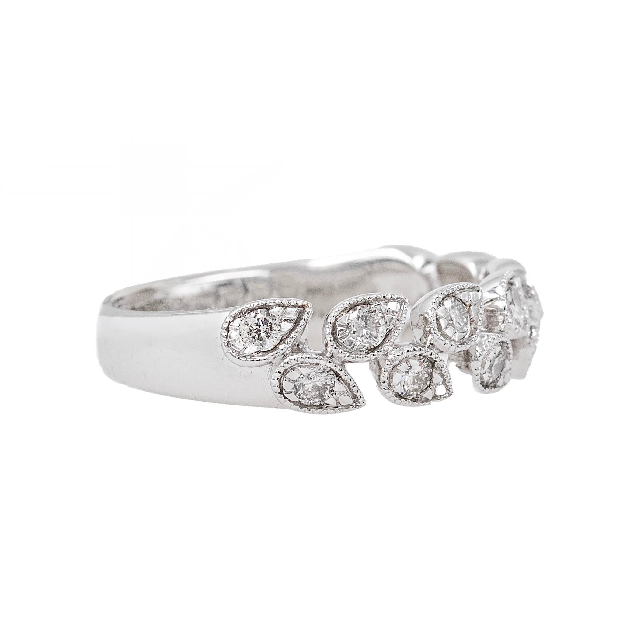 Diamond Petal Band In White Gold