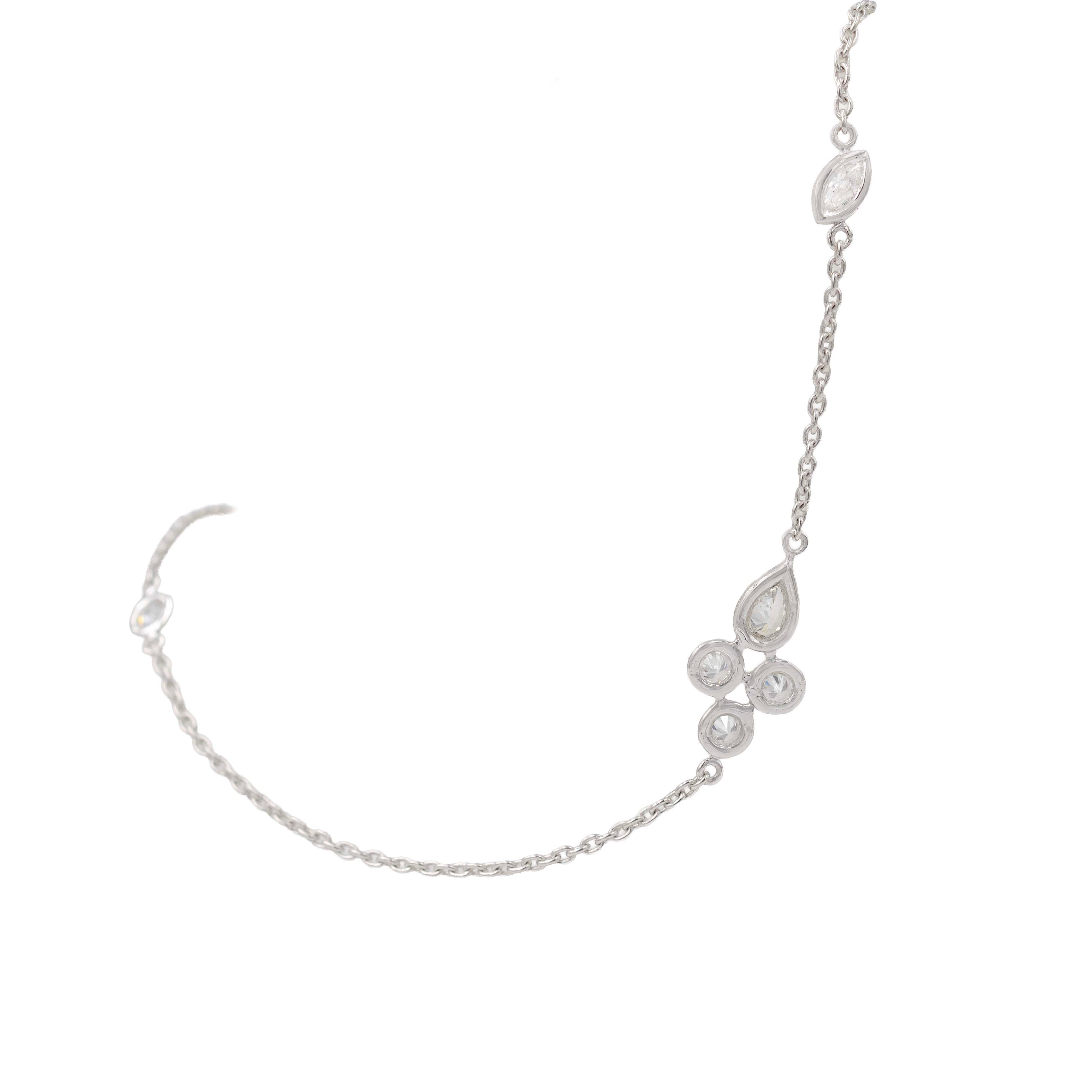 Bezel Set Fancy Shape Diamonds Chain Bracelet