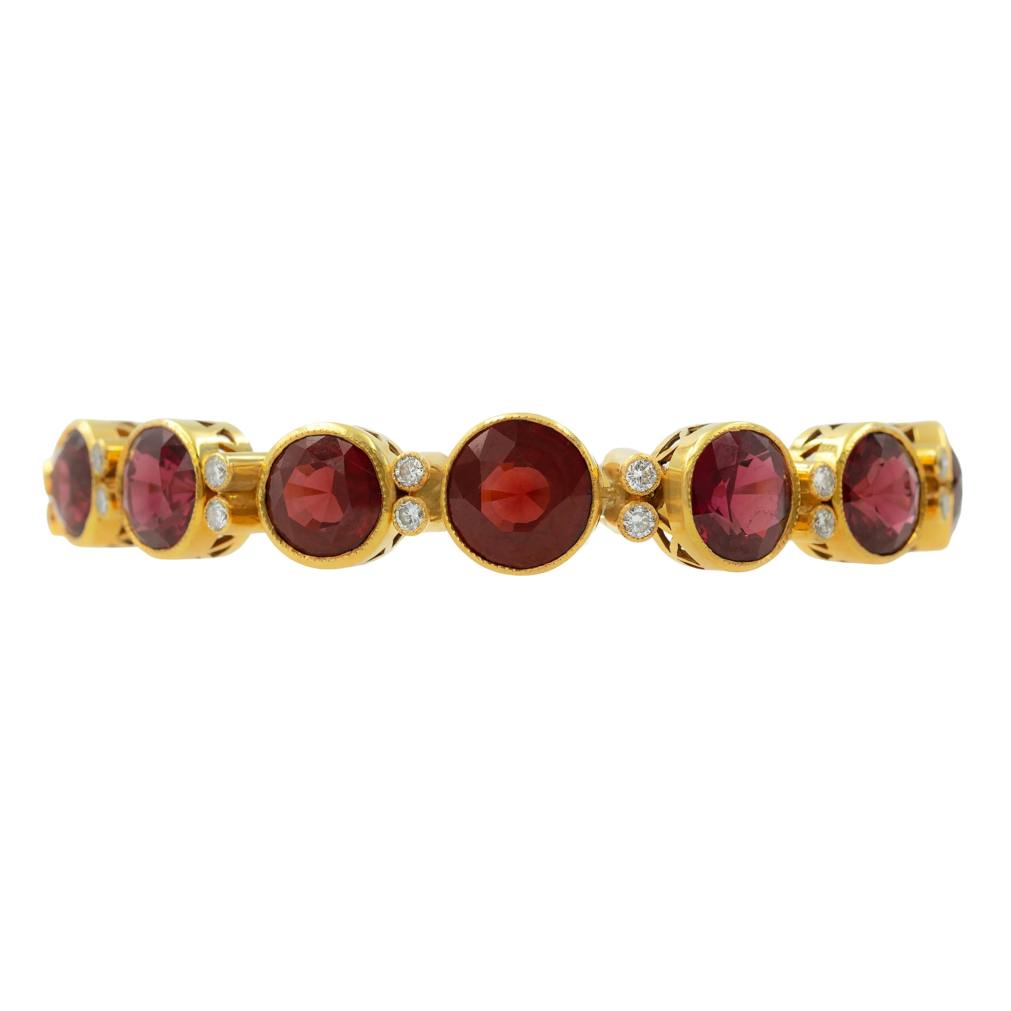 Bezel Set Round Garnet And Diamond Bracelet