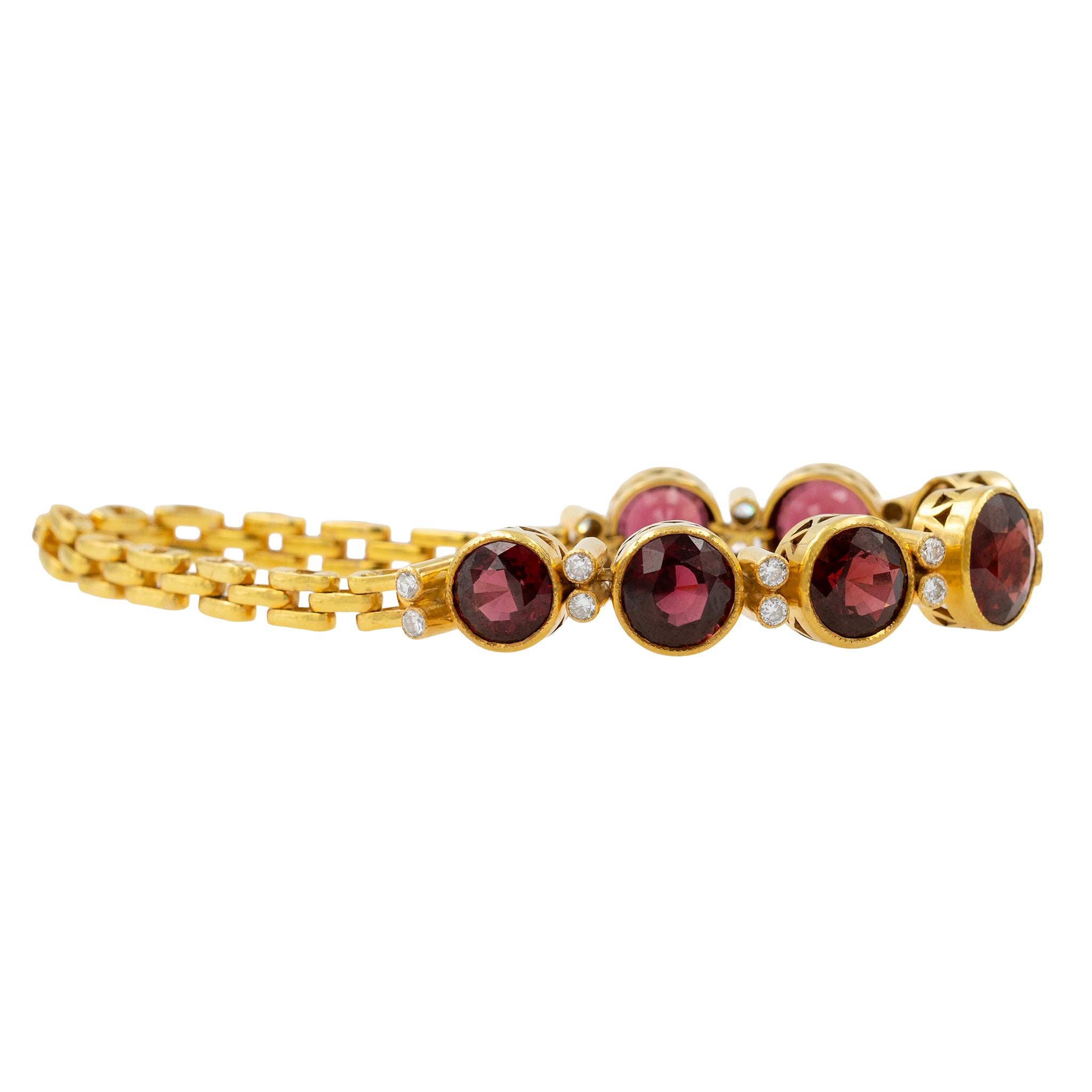 Bezel Set Round Garnet And Diamond Bracelet