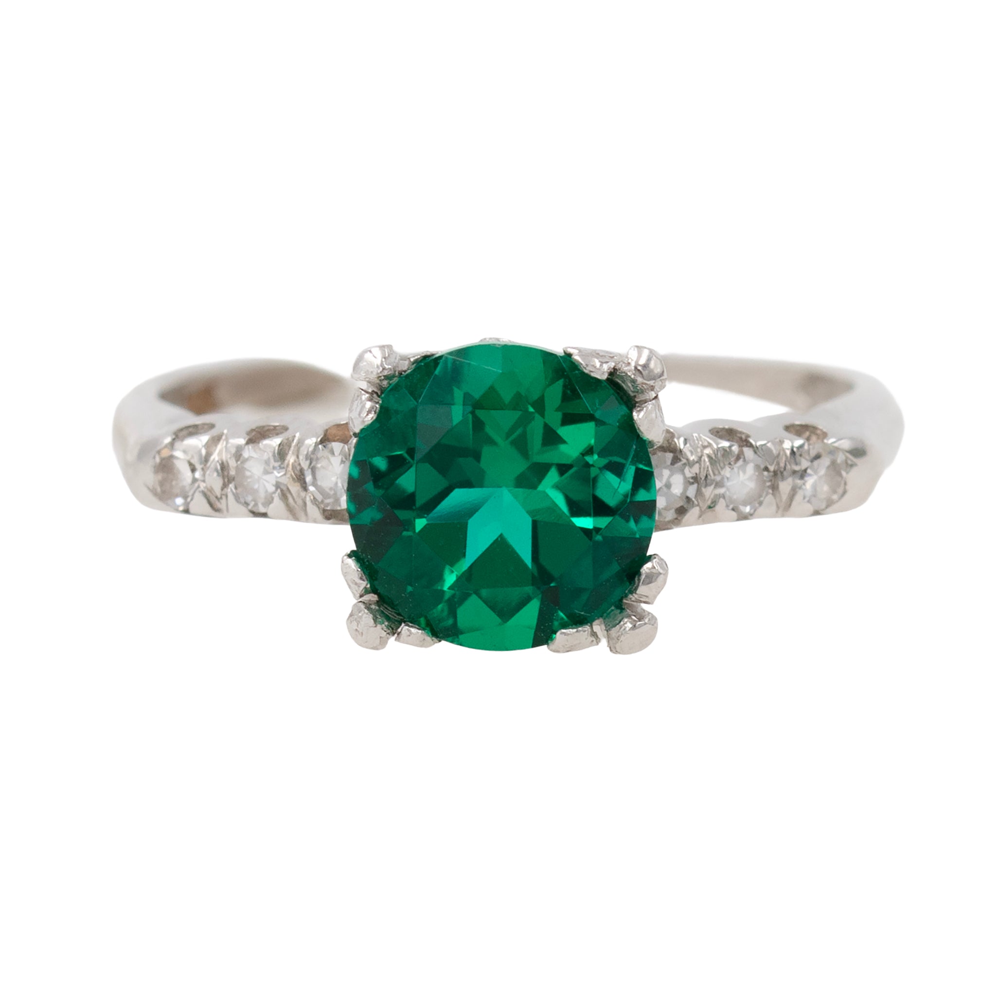 Lab Grown Round Emerald Estate Ring