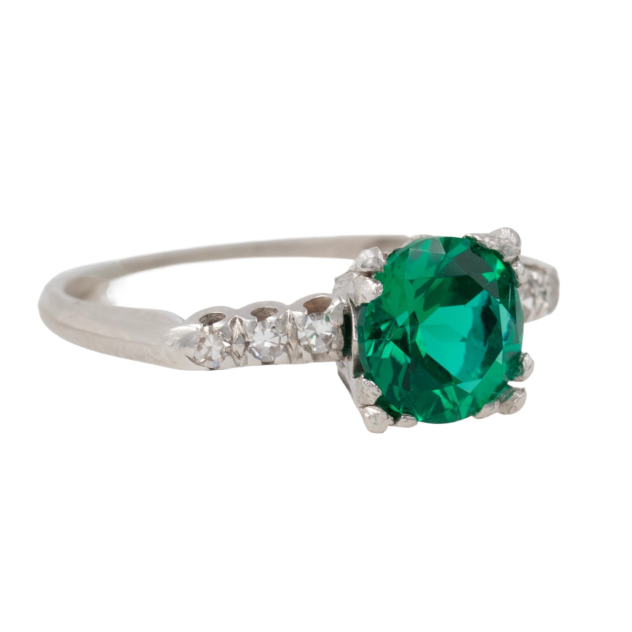 Lab Grown Round Emerald Estate Ring