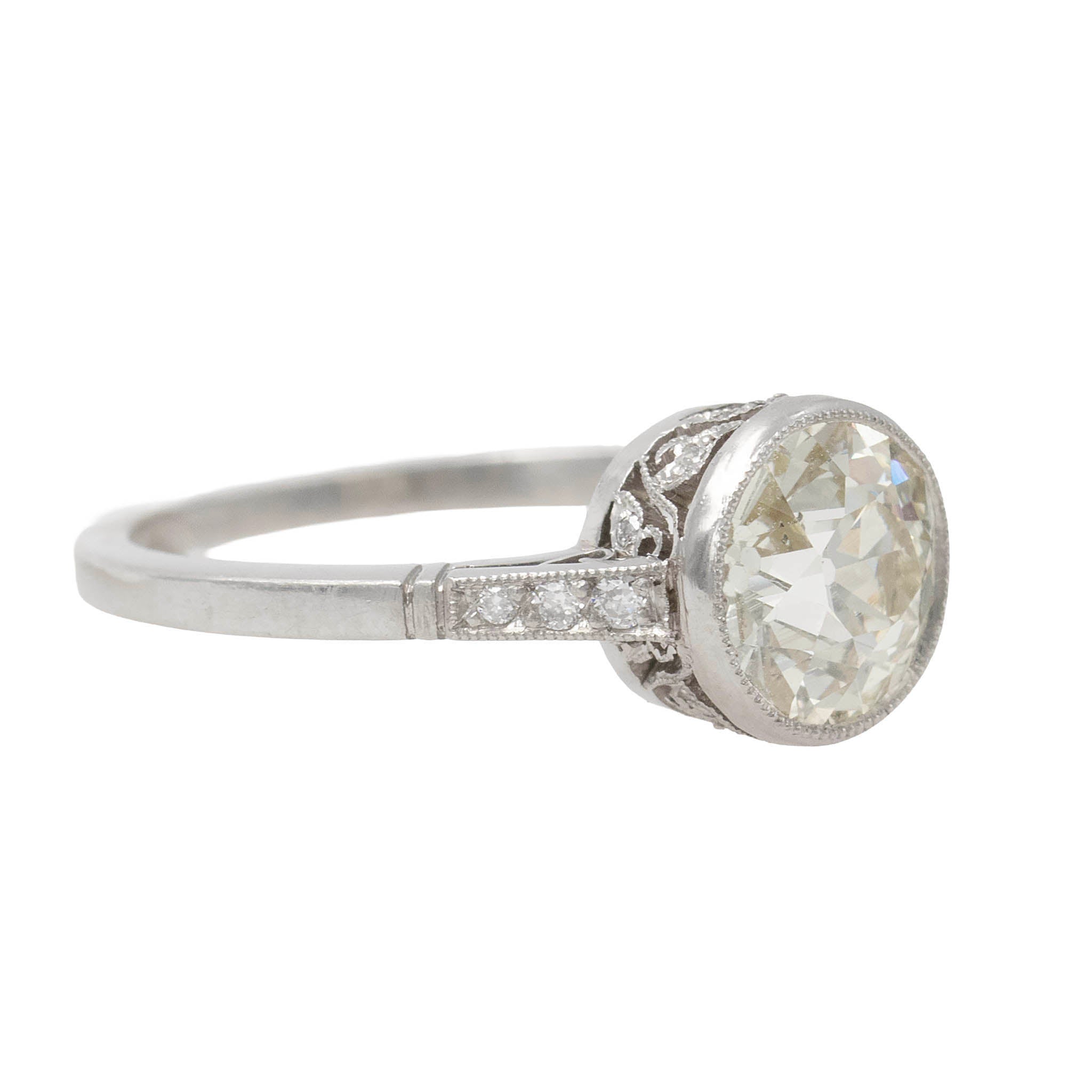 Handmade Platinum Estate Diamond Engagement Ring