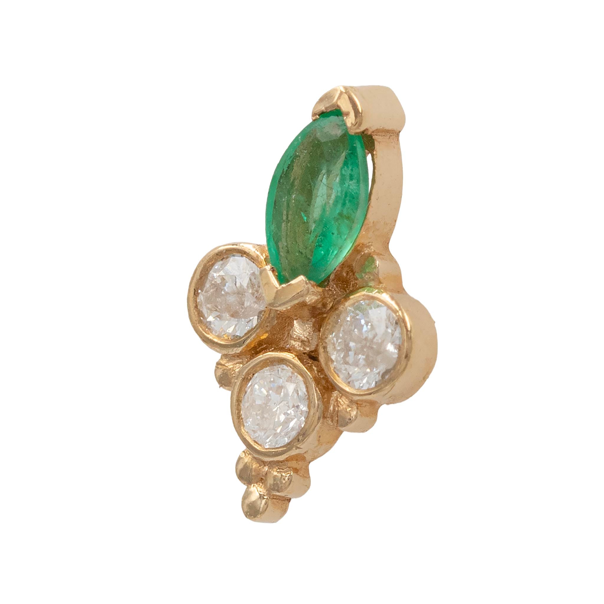Marquise Emerald With Small Diamonds Stud Earrings