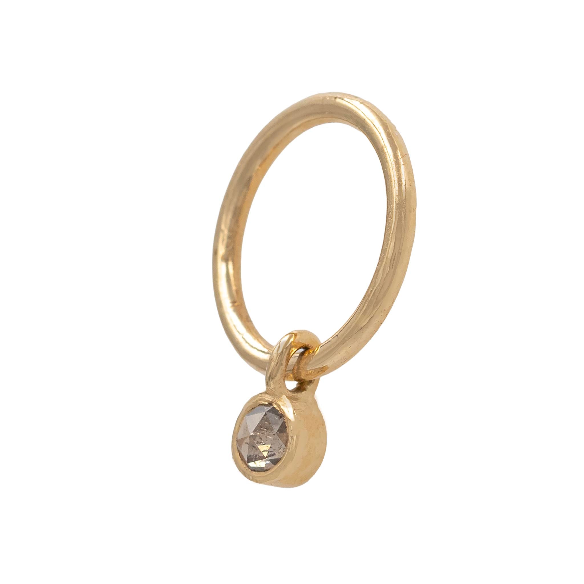 Open Circle Earrings With Raw Diamond Drops