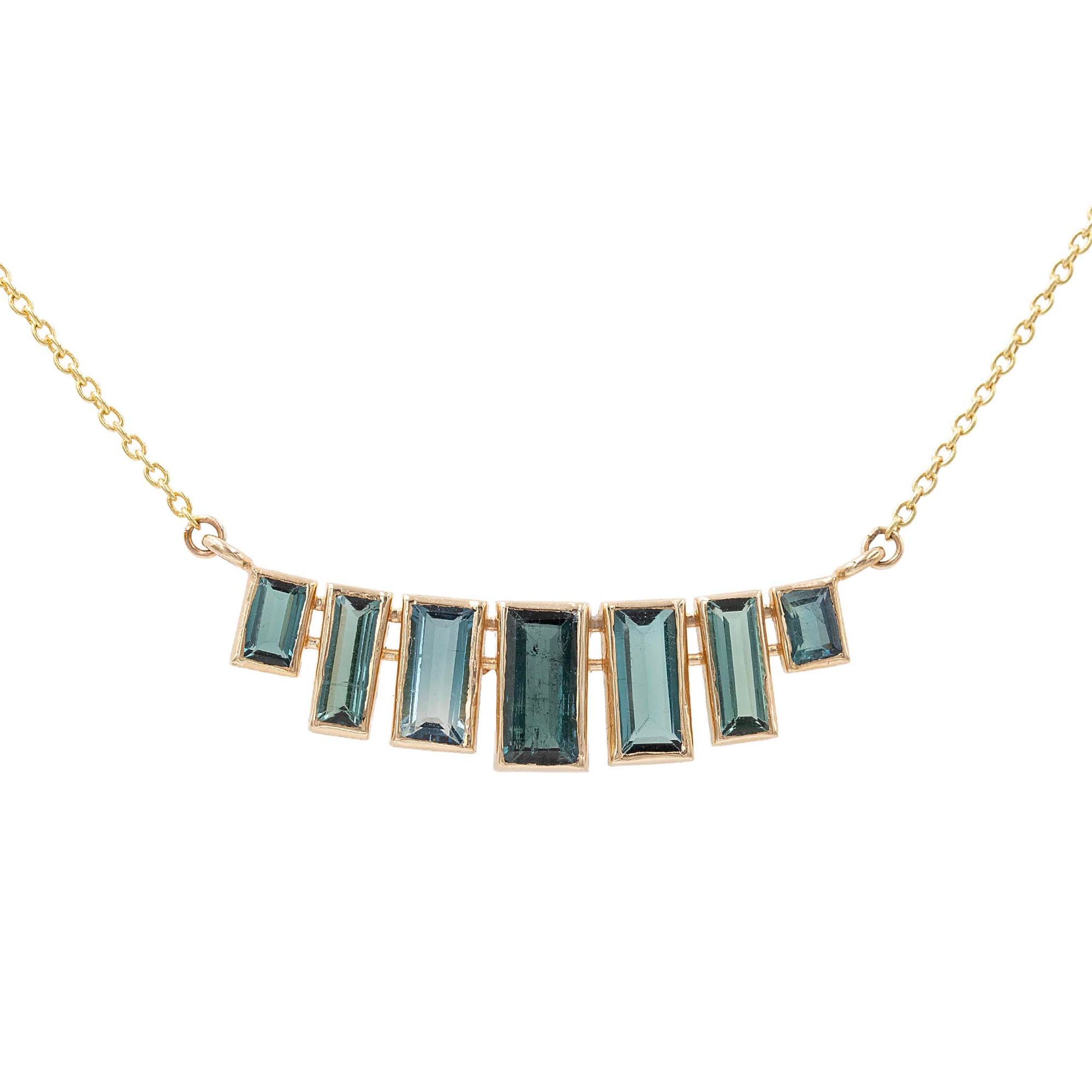 Emerald Cut Indicolite Drop Necklace