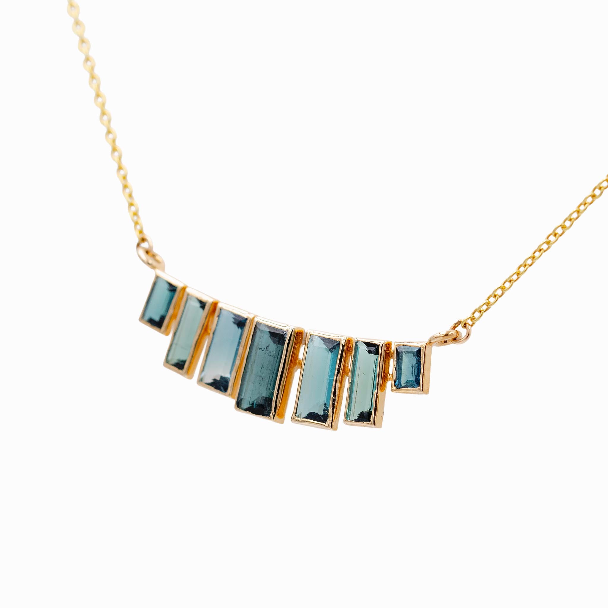 Emerald Cut Indicolite Drop Necklace