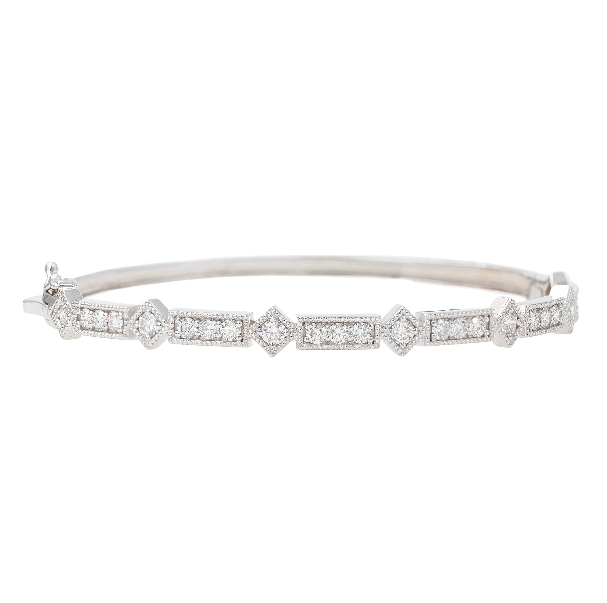 Platinum Art Deco Style Diamond Bangle Bracelet
