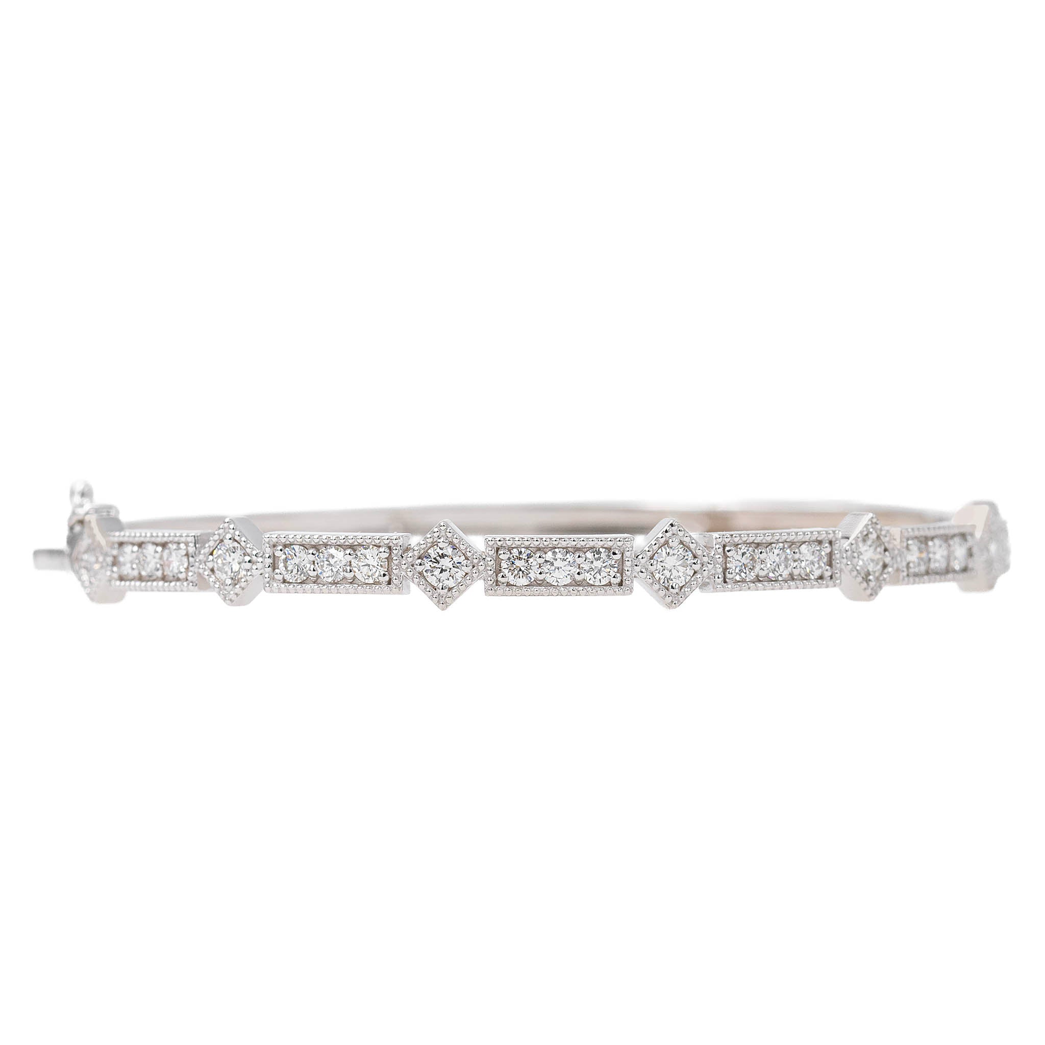 Platinum Art Deco Style Diamond Bangle Bracelet