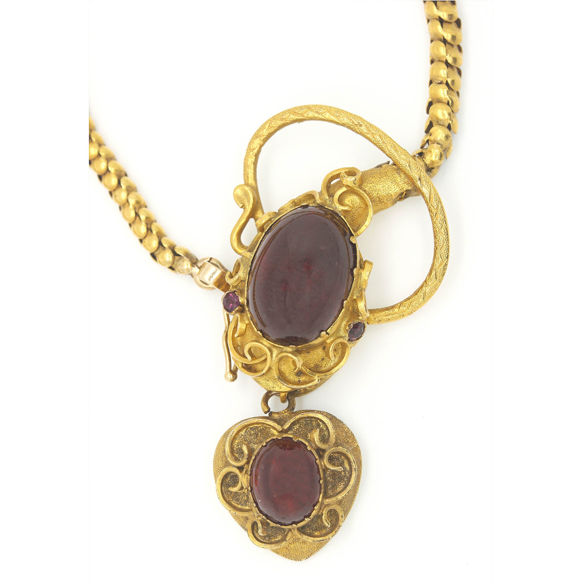 Antique Snake Necklace With Garnets